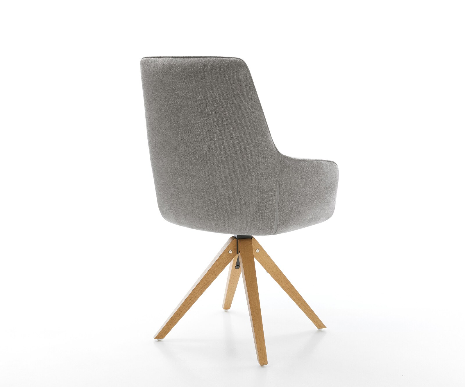 Draaistoel Zelia-Flex met armleuning zachte stof met structuur grijs houten frame hoekig natuur 180° draaibaar pocketveer kern 5