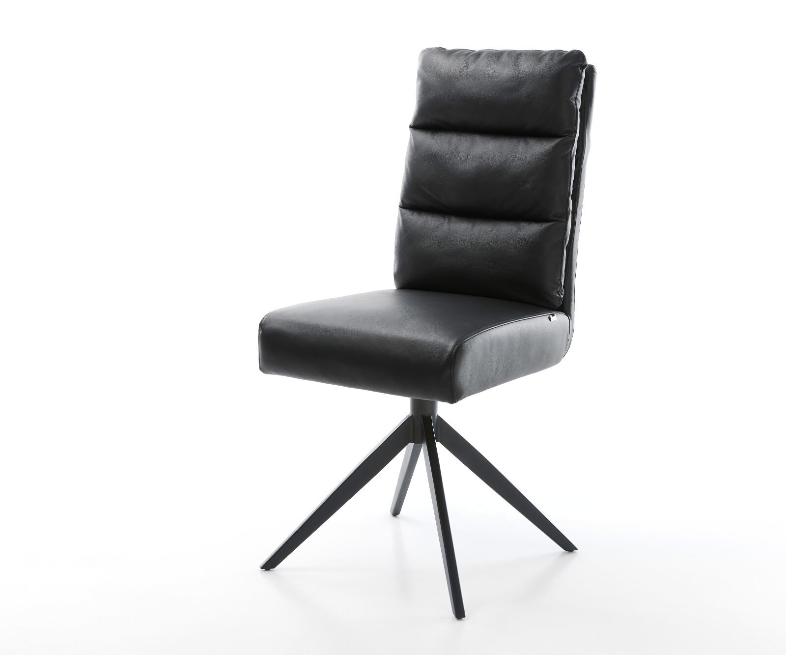 Draaistoel Pela-Flex echt leer zwart kruisframe breed zwart 360° draaibaar rocker-functie pocketveer kern