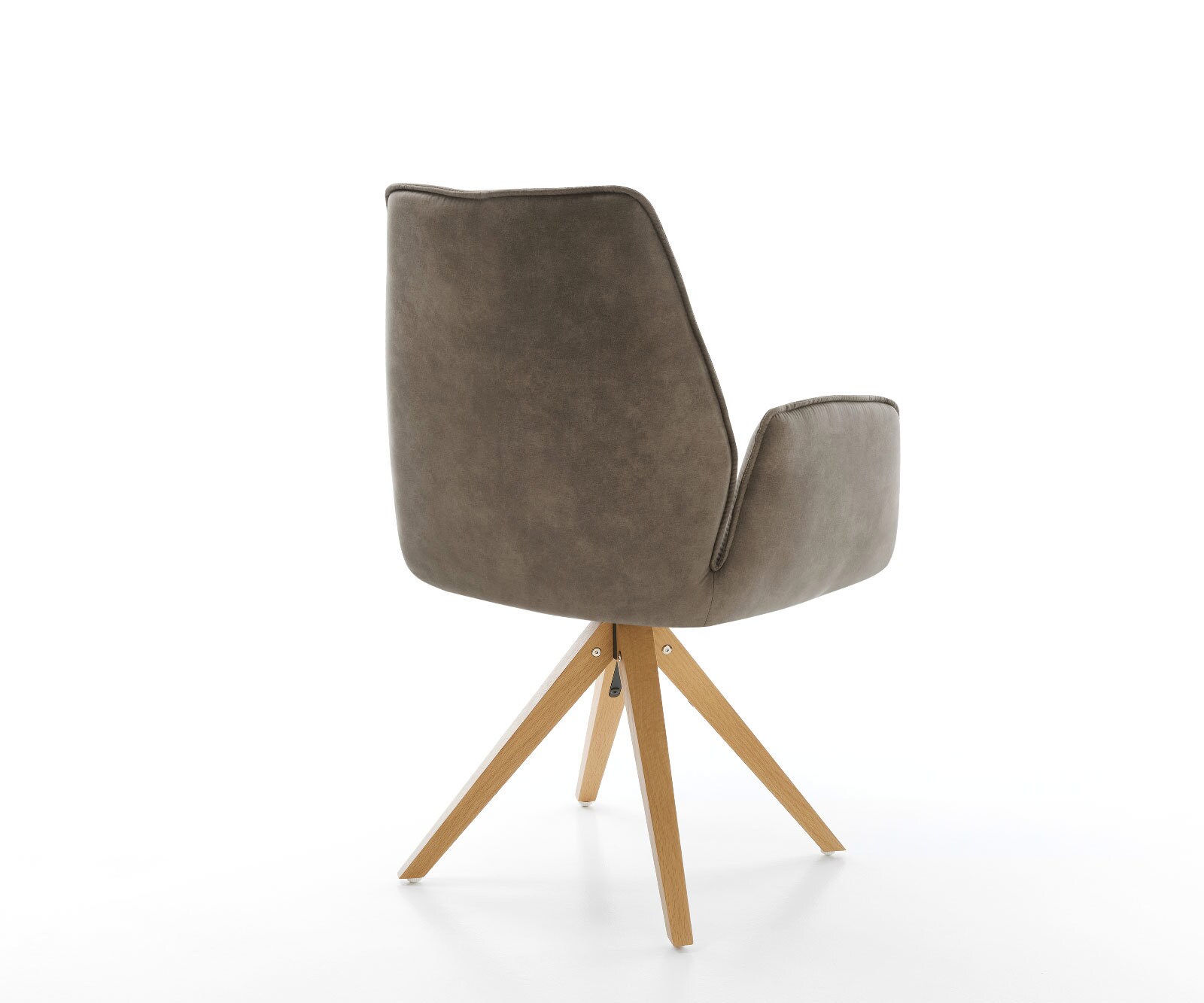 Eetkamerstoel Zoa-Flex microvelours taupe vintage houten frame hoekig natuur pocketveer kern 4
