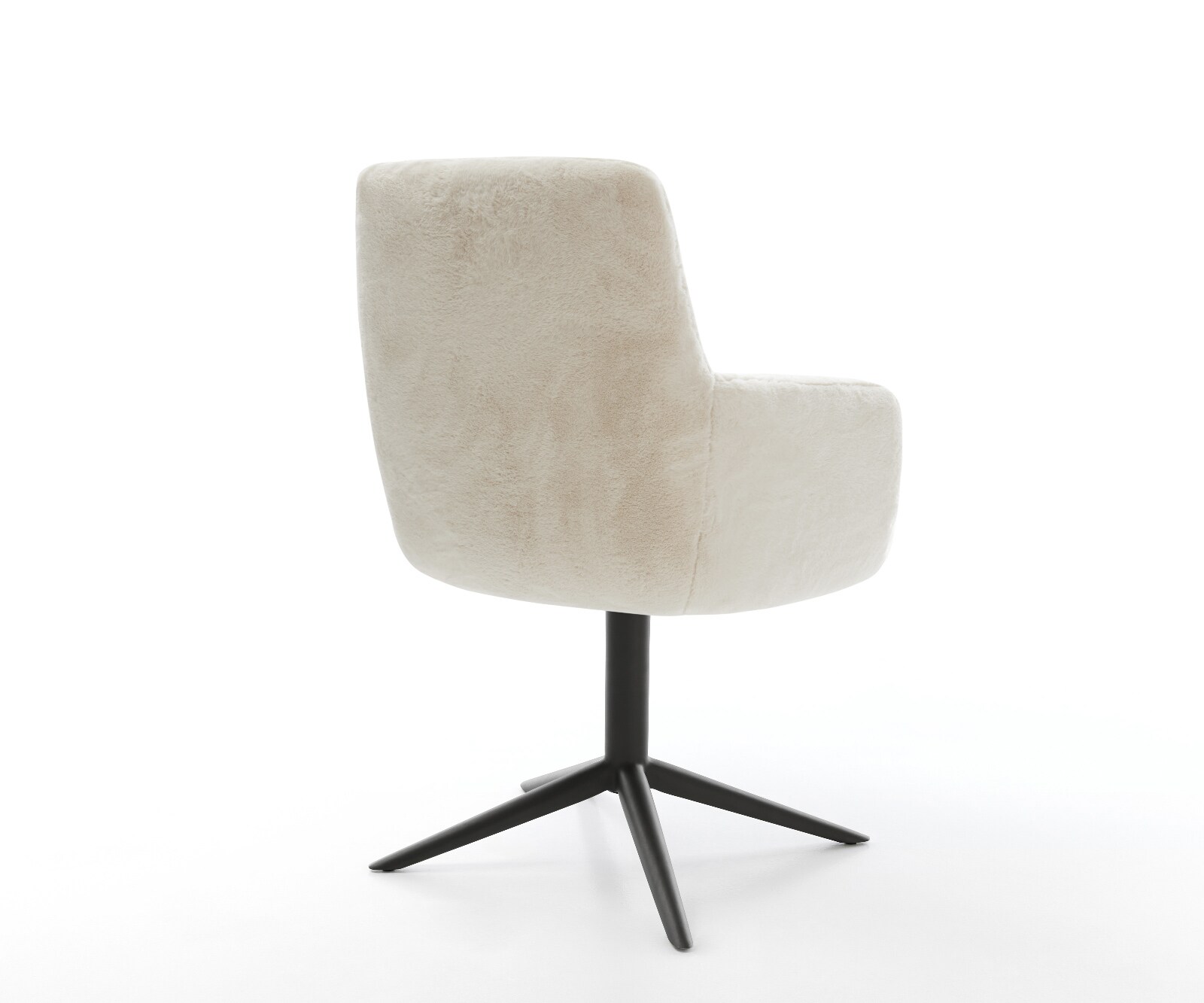 Draaistoel Heira-Flex met armleuning pluchen crème-wit kruispoot zwart 360° draaibaar rocker-functie pocketveer kern 5