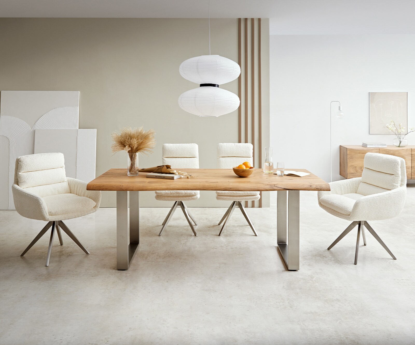Eettafel Edge 180x90 XL acacia natuur roestvrijstaal smal Live-Edge 1
