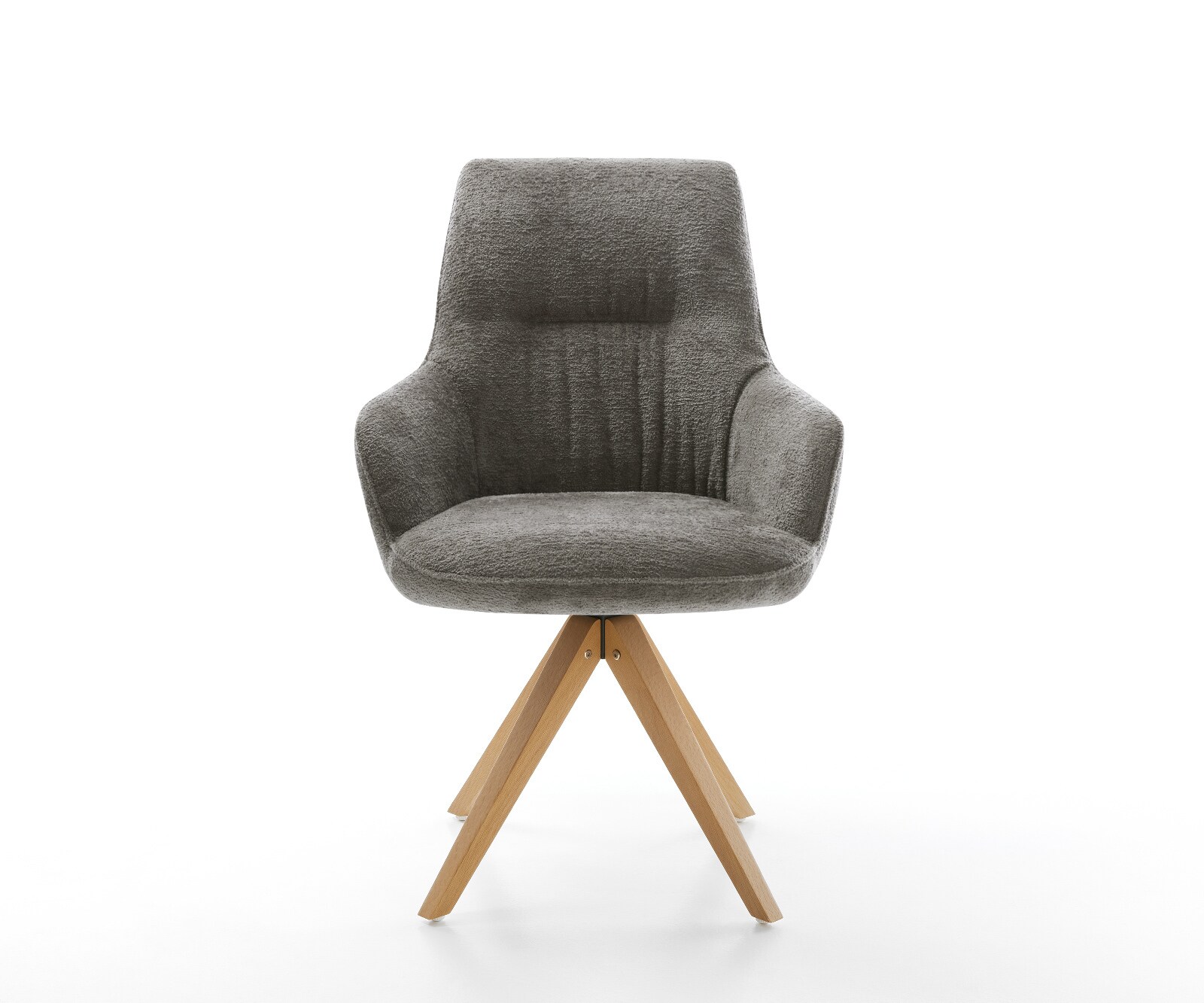 Draaistoel Zelia-Flex met armleuning bouclé zacht mud houten frame hoekig natuur 180° draaibaar pocketveer kern 1