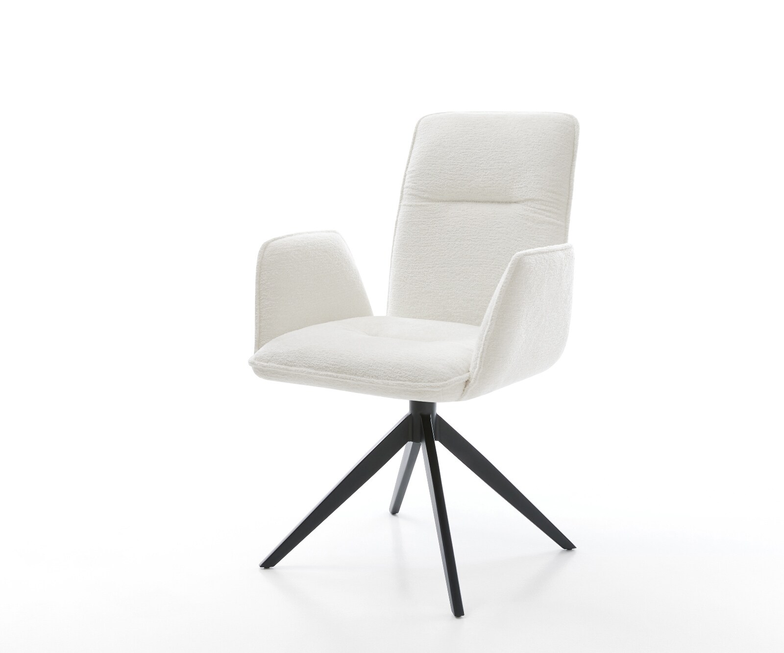 Draaistoel Vinja-Flex bouclé zacht beige kruisframe breed zwart 360° draaibaar rocker-functie 1