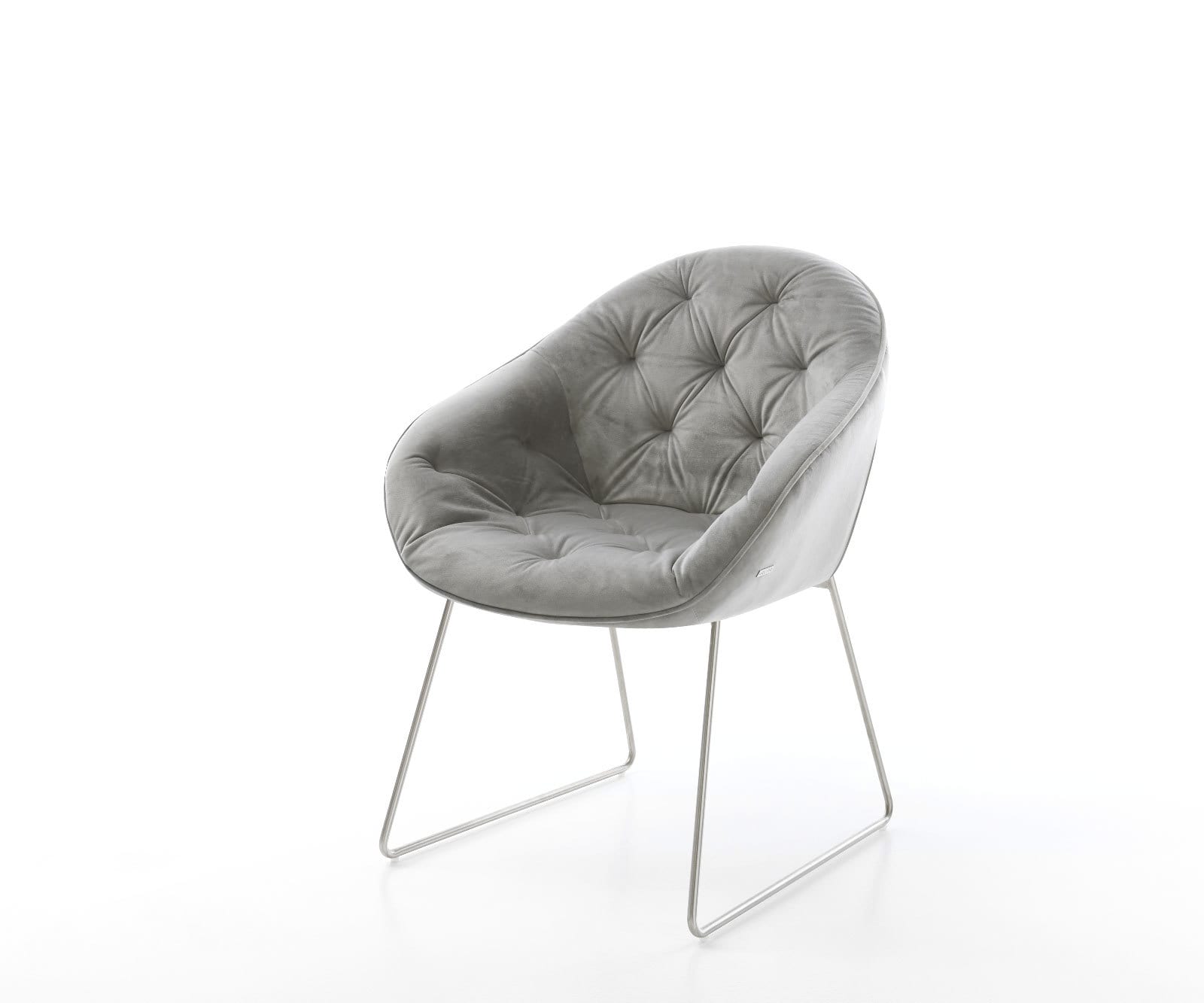 Eetkamerstoel Gaio-Flex fluweel grijs slipframe roestvrij staal Eetkamerstoel Gaio-Flex fluweel grijs slipframe roestvrij staal