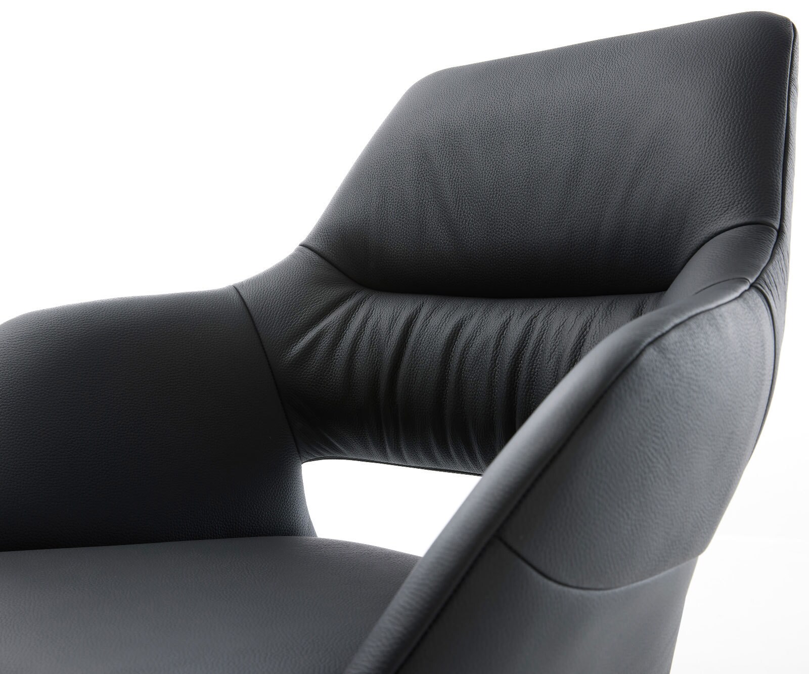 Draaistoel Yago-Flex met armleuning echt leer zwart kruisframe breed zwart 360° draaibaar rocker-functie pocketveer kern 3