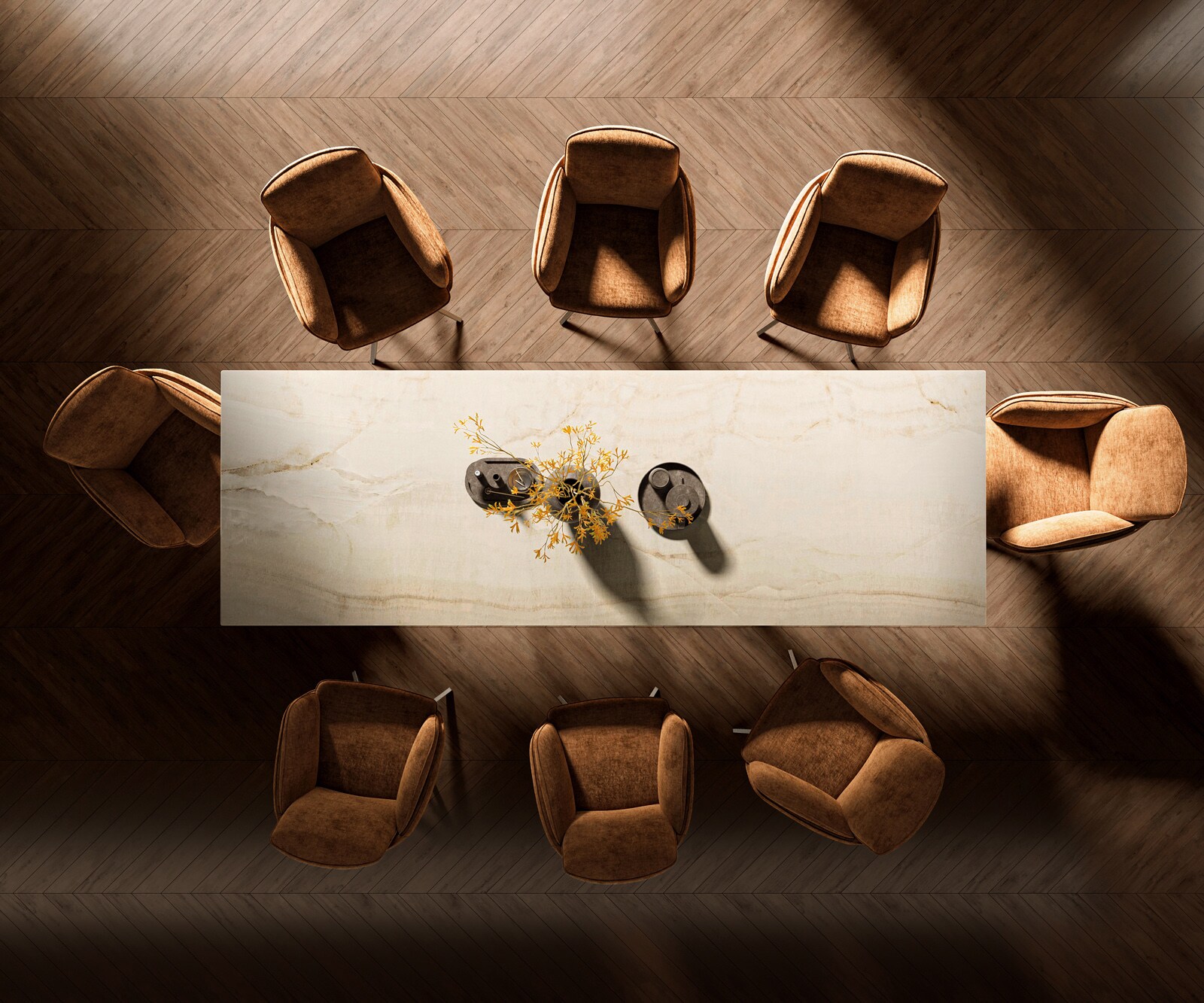 Eetkamertafel Edge 300x100 Keramiek Laminam® Onice Oro Roestvrij staal Smal 6