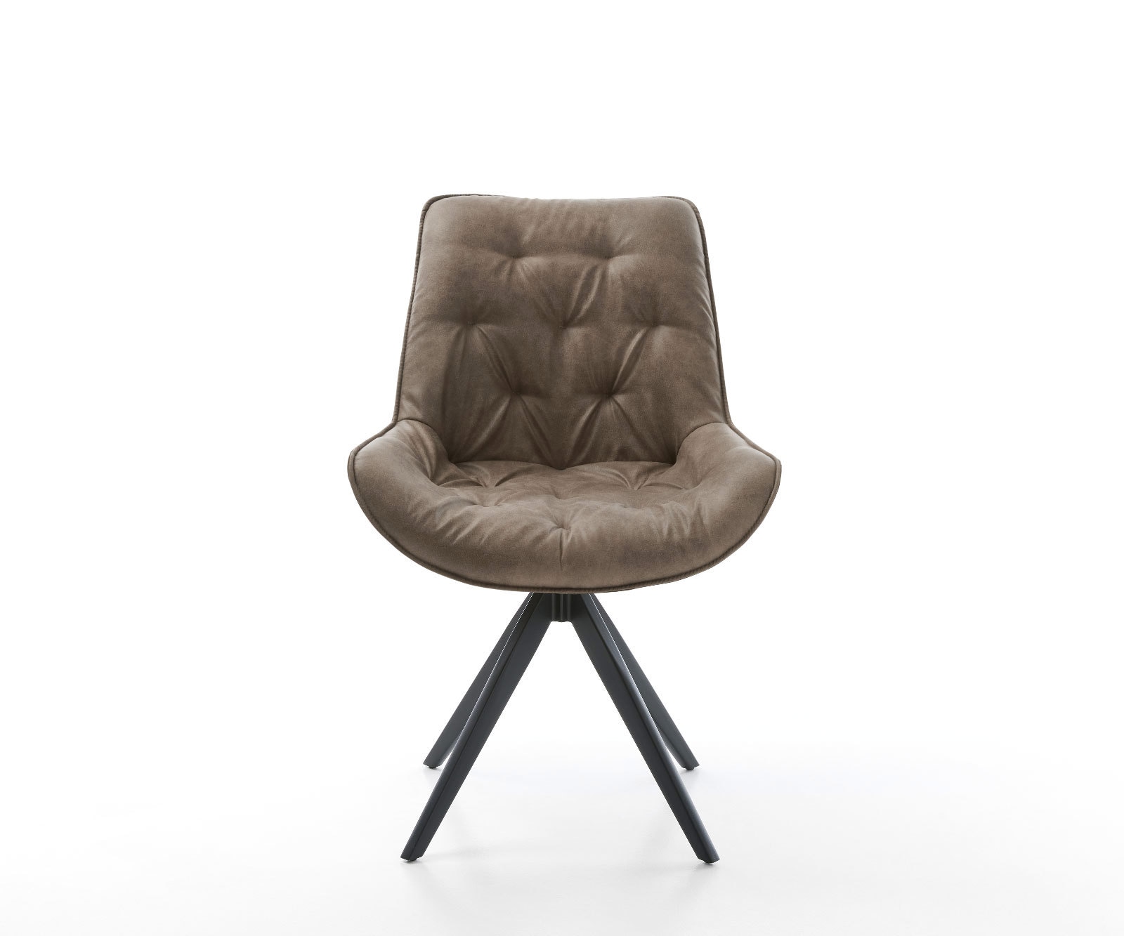 Eetkamerstoel Taimi-Flex microvelours taupe vintage kruisframe hoekig zwart 2 Eetkamerstoel Taimi-Flex microvelours taupe vintage kruisframe hoekig zwart 2