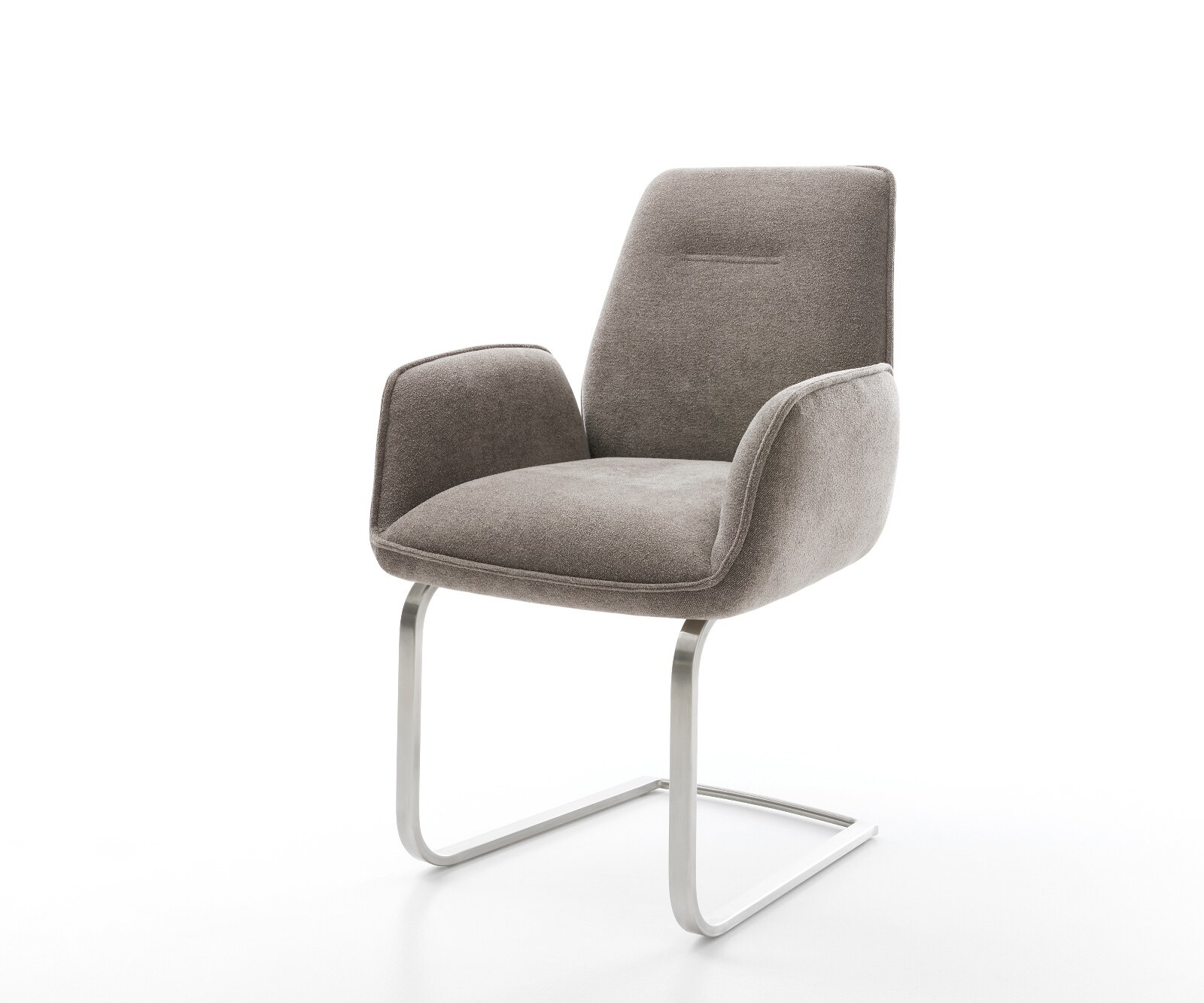 Sledemodel Zoa-Flex zachte stof met structuur taupe sledemodel vlak roestvrij staal pocketveer kern