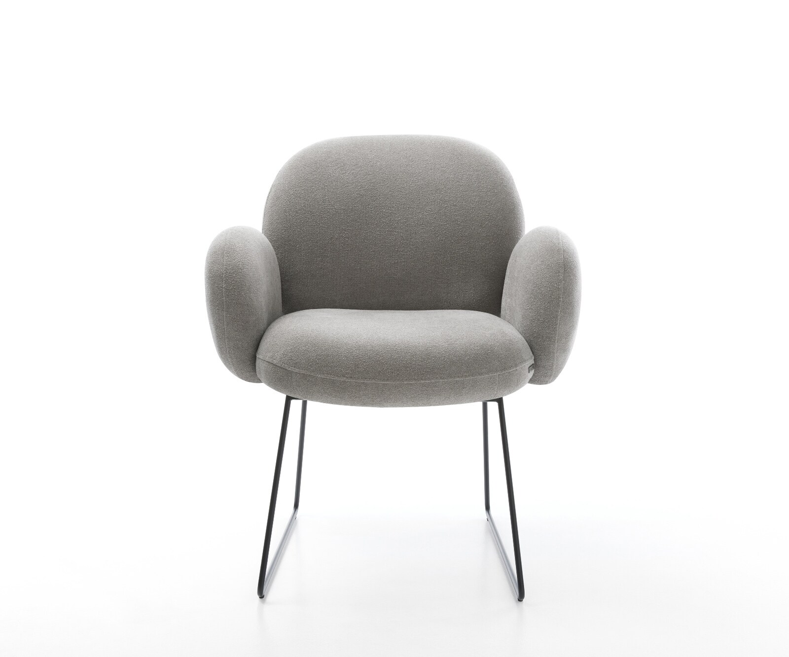 Eetkamerstoel Nube-Flex met armleuning zachte stof met structuur grijs slipframe zwart pocketveer kern 2