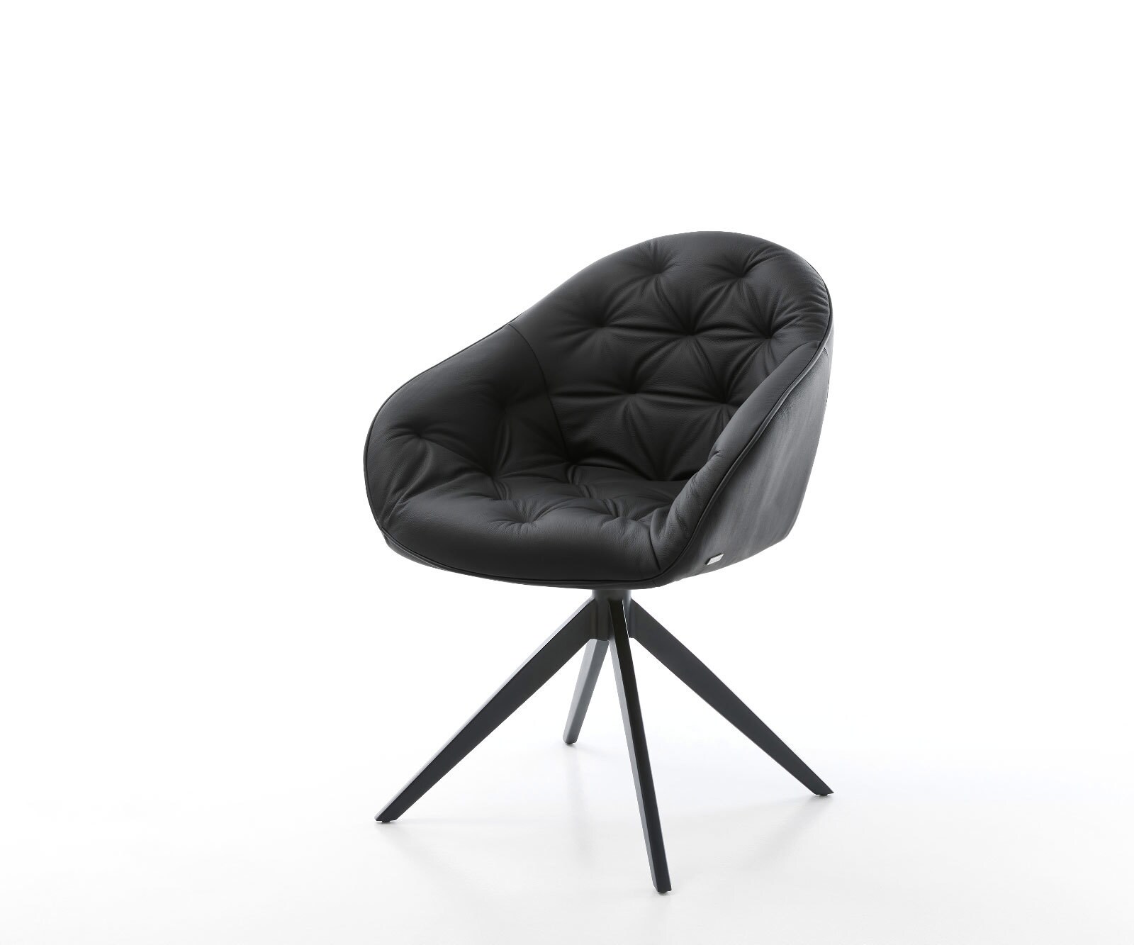 Draaistoel Gaio-Flex echt leer zwart kruisframe breed zwart 360° draaibaar rocker-functie