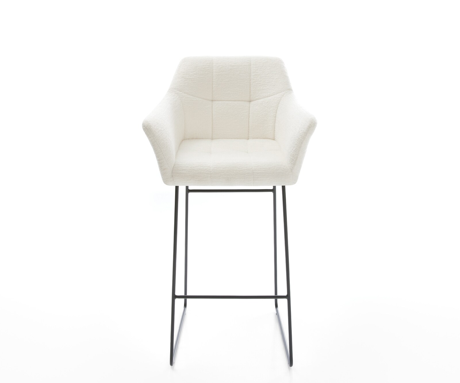 Barstoel Yulo-Flex Bouclé zacht Beige Sledeonderstel metaal zwart Zwart 1