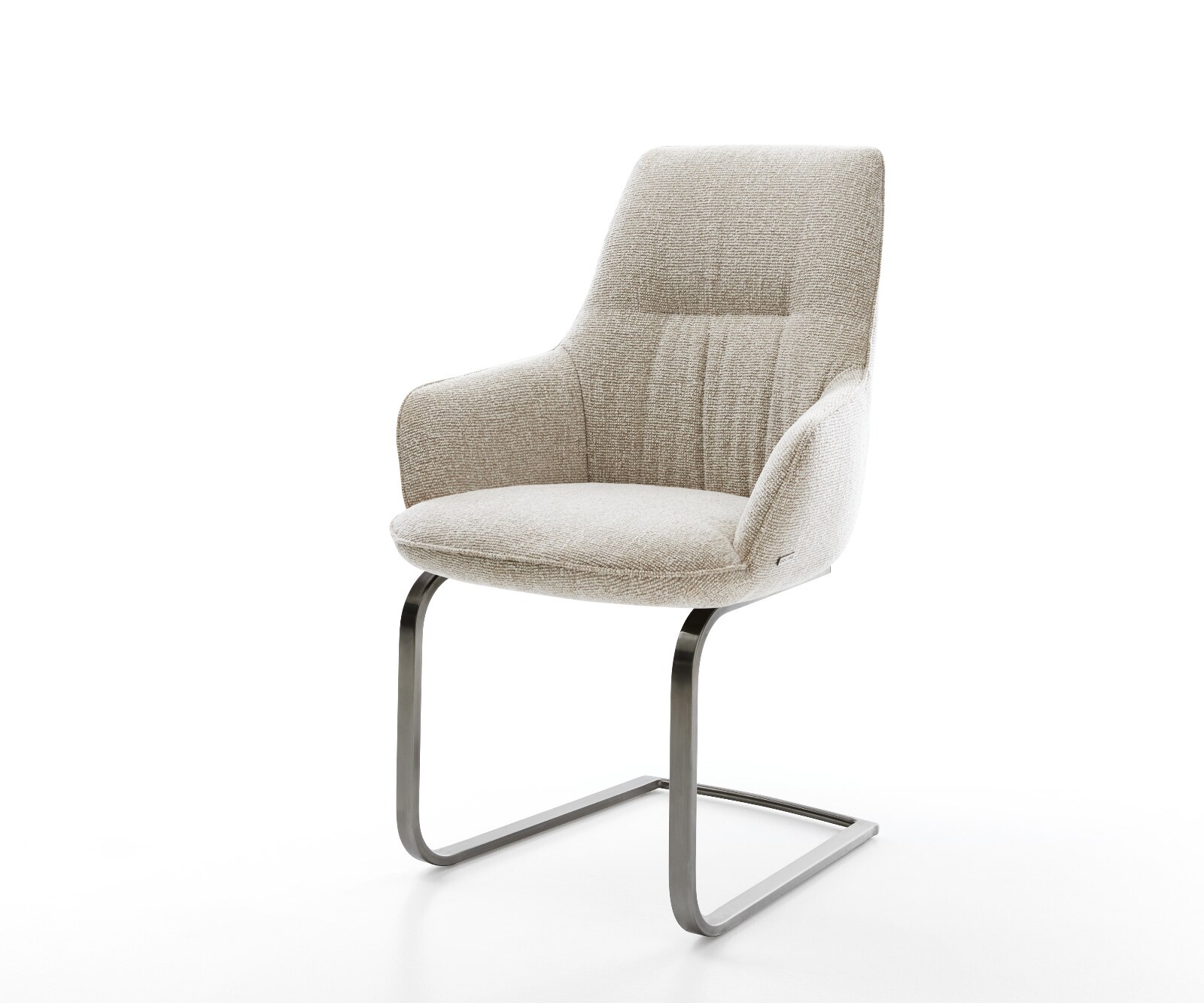 Sledemodel Zelia-Flex met armleuning geweven stof beige sledemodel vlak grafiet pocketveer kern 1