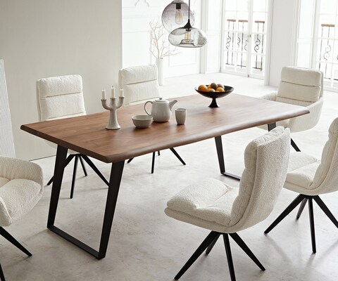 Eettafel Edge 200x100 acacia bruin metaal schuin Live-Edge
