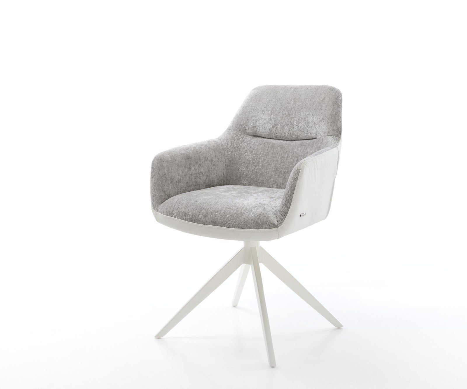 Draaistoel Pejo-Flex materiaalmix echt leer wit-zilver grijs kruisframe breed wit 360° draaibaar rocker-functie pocketveer kern 1