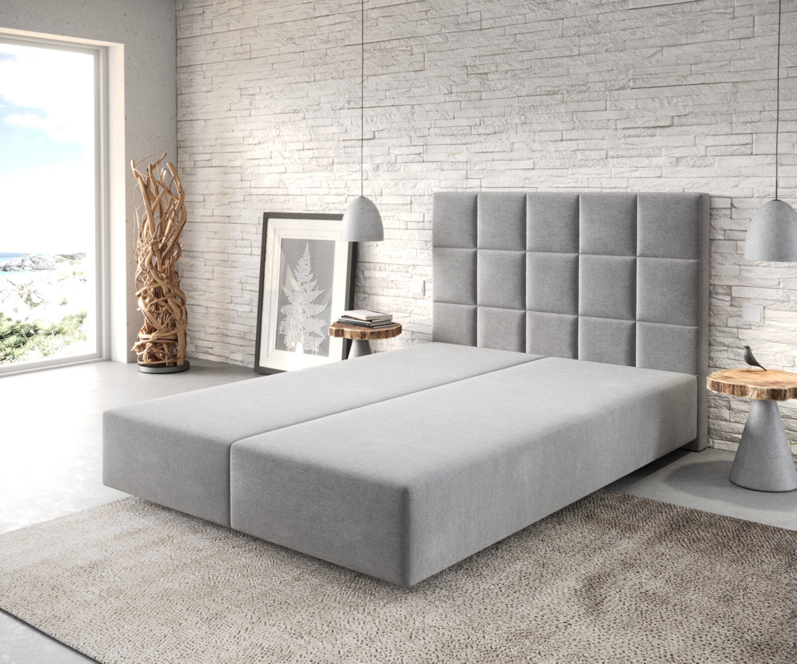 Boxspring-frame Dream-Fine 140x200 microvezel grijs