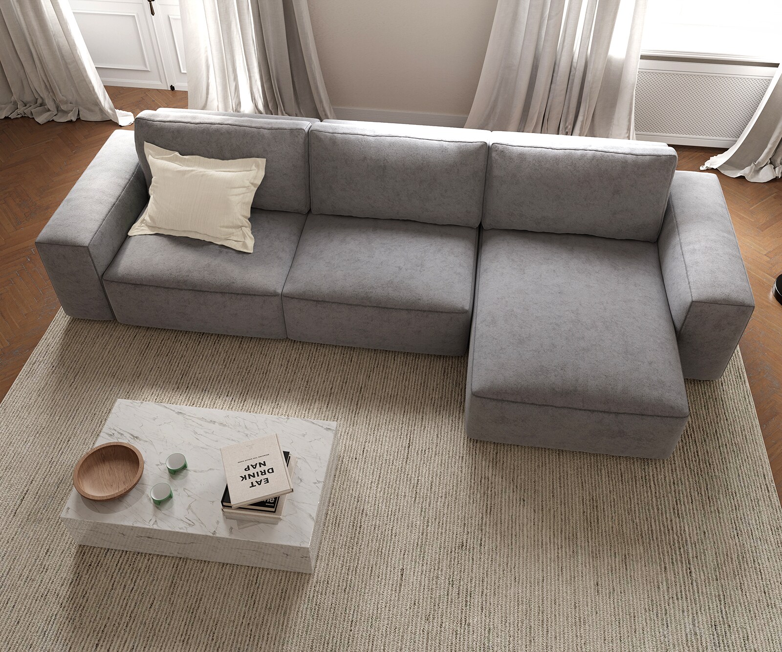 Hoekbank Lanzo L 360x160 cm microvezel Grijs Recamiere variabel 6