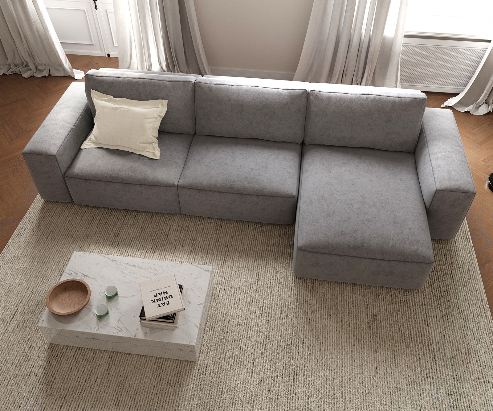 Hoekbank Lanzo L 360x160 cm microvezel Grijs Recamiere variabel 6