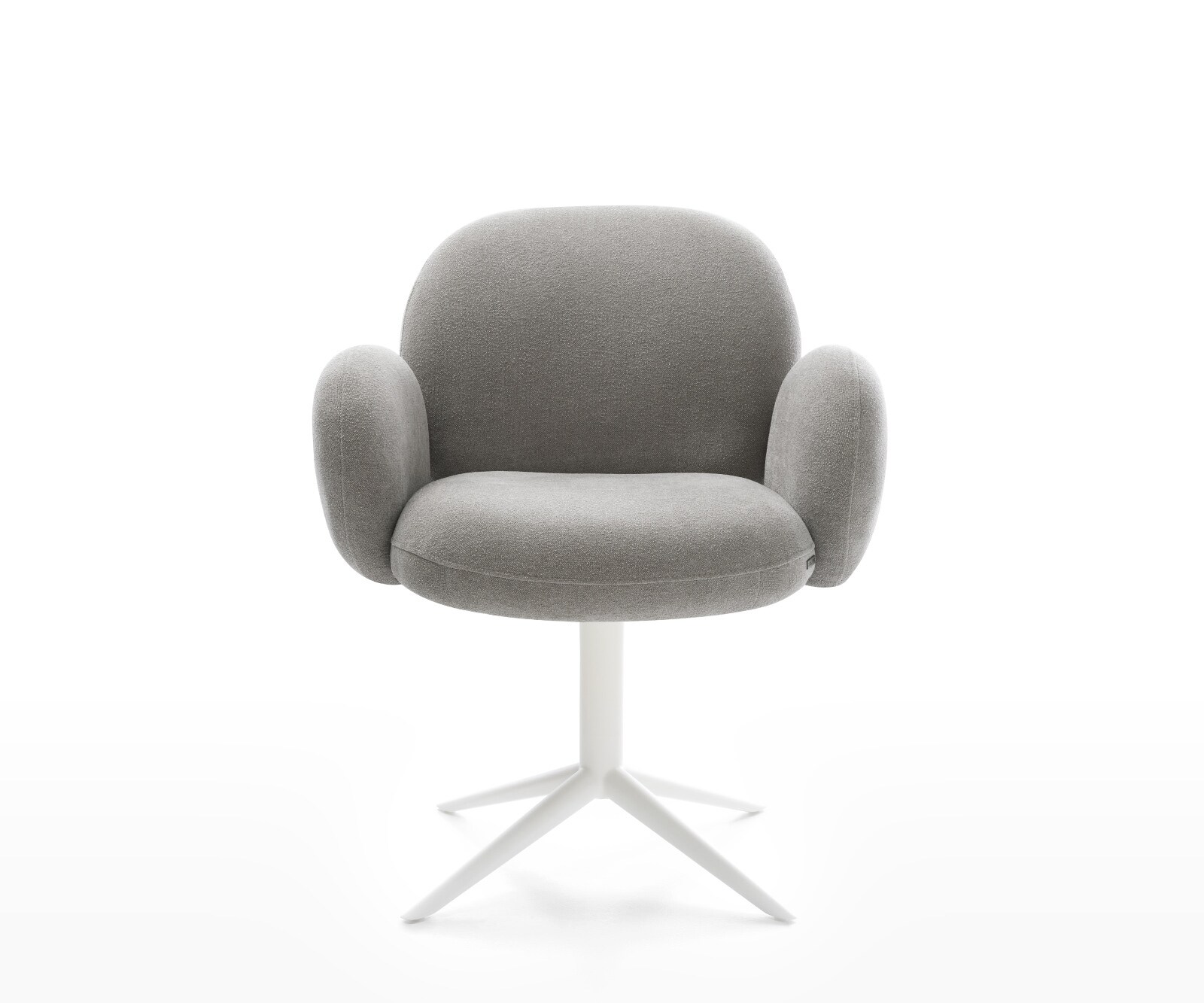 Draaistoel Nube-Flex met armleuning zachte stof met structuur grijs kruispoot wit 360° draaibaar rocker-functie pocketveer kern 2