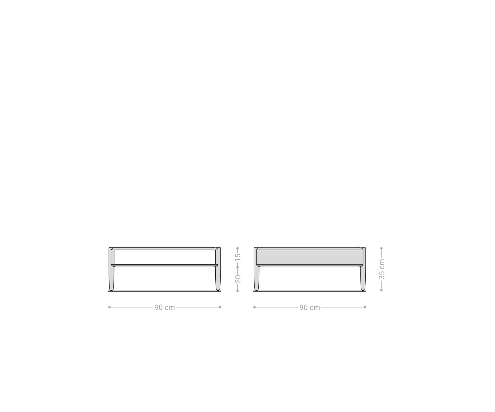 Salontafel Simcha 90x90 cm natuur acacia 1 plank 8