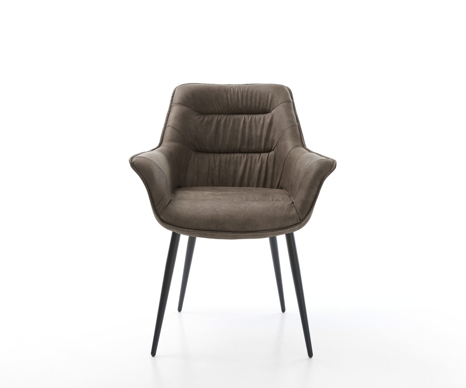 Eetkamerstoel Kaira-Flex microvelours taupe vintage 4-poot conisch zwart 1 Eetkamerstoel Kaira-Flex microvelours taupe vintage 4-poot conisch zwart 1