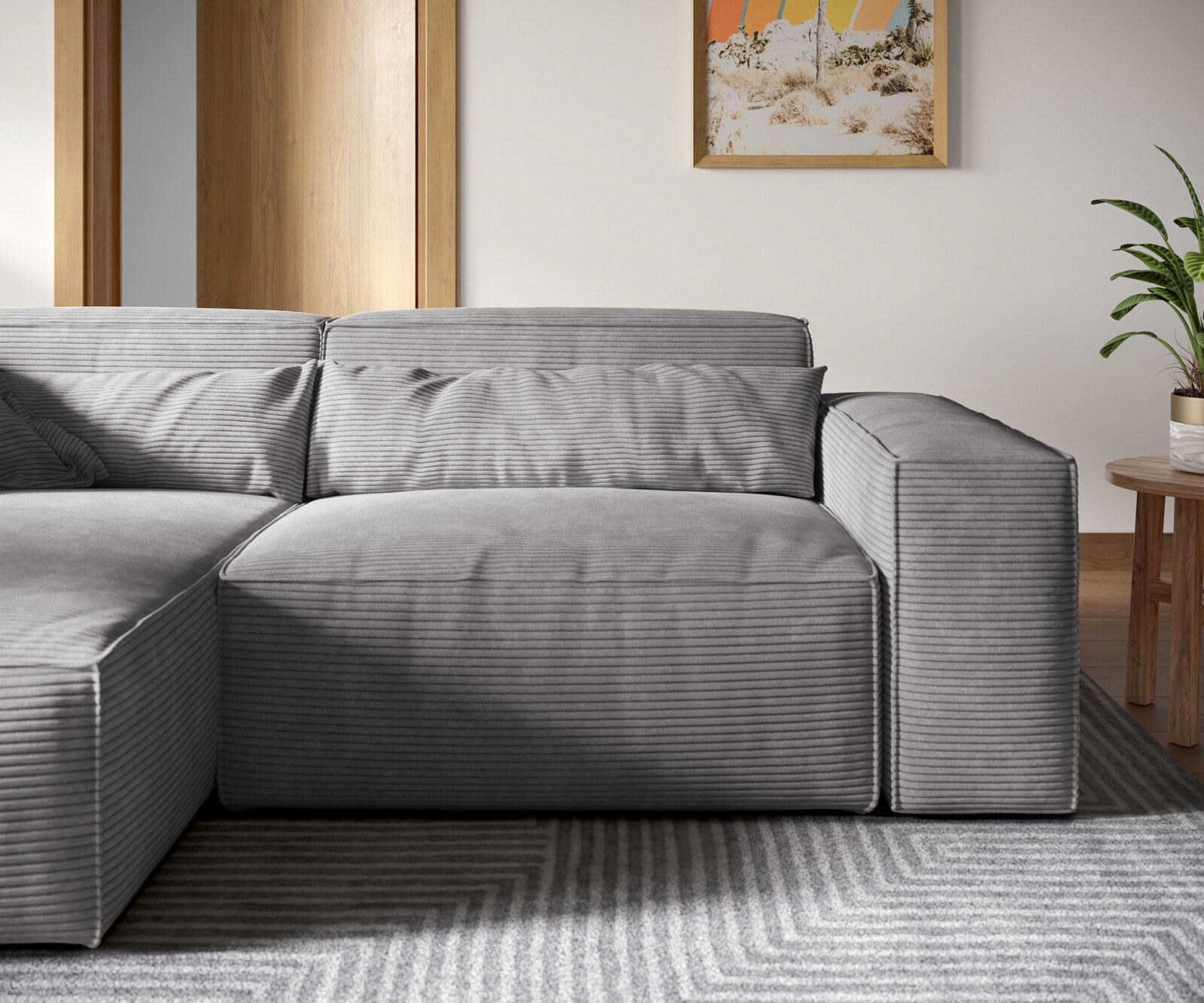 Hoekbank Sirpio XL 270x170 cm koord zilvergrijs recamiere variabele 4