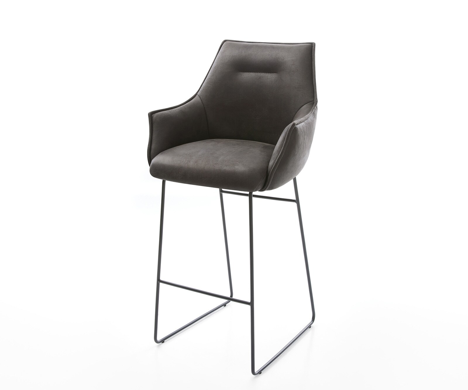 Barstoel Alja-Flex microvezel antraciet vintage sledeframe metaal zwart pocketvering