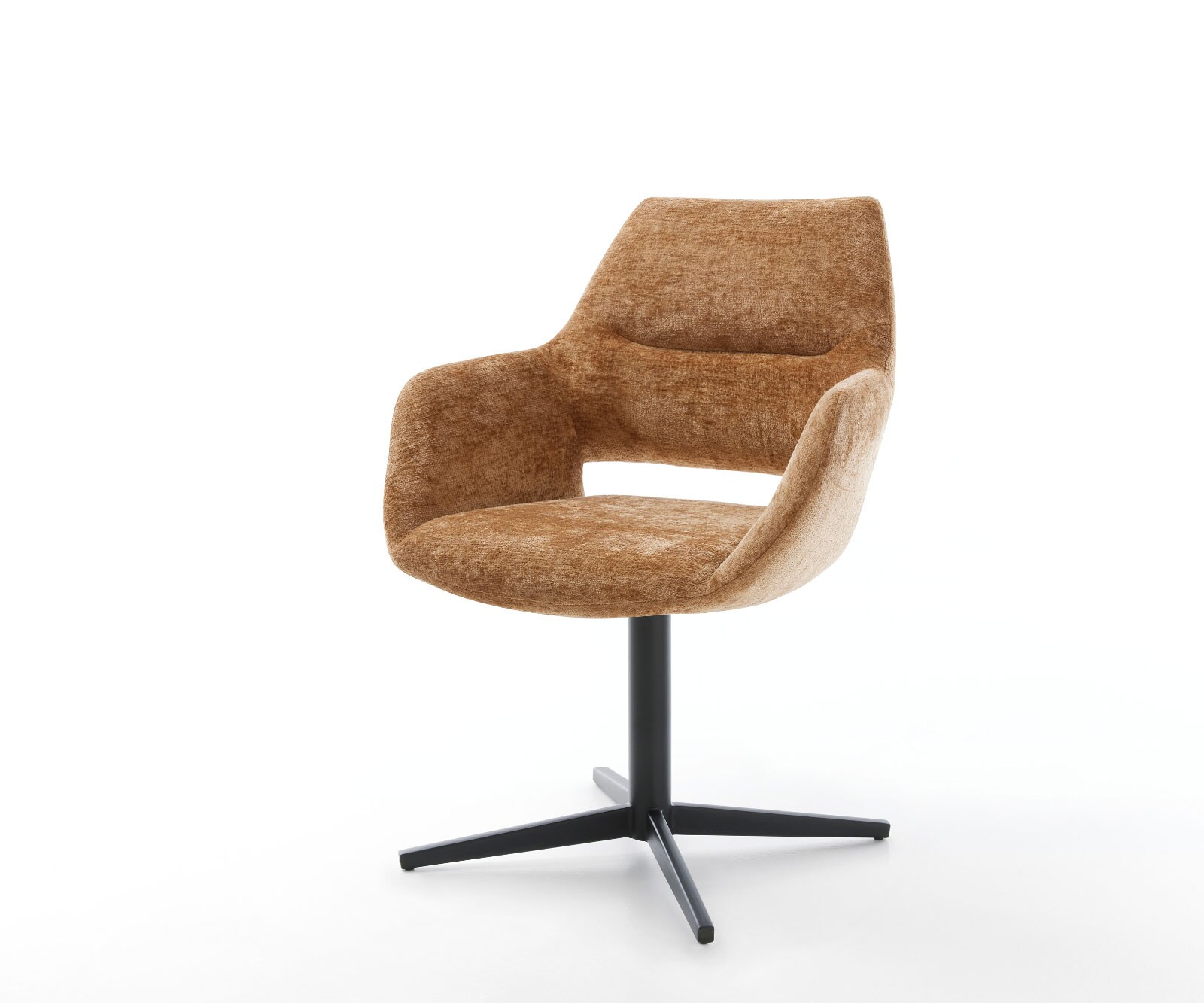 Draaistoel Yago-Flex met armleuning chenille Roest kruispoot zwart 360° draaibaar pocketveer kern