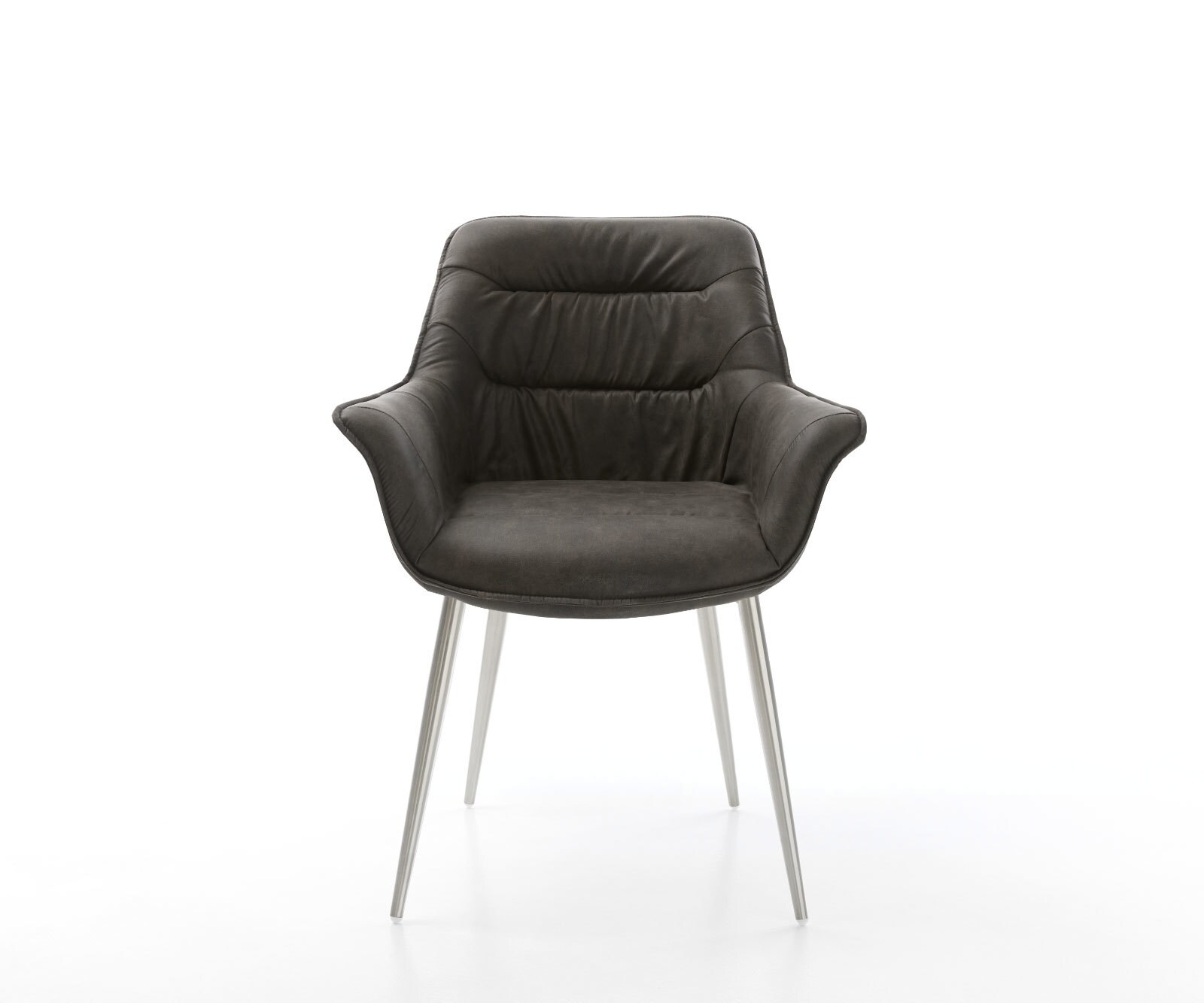Eetkamerstoel Kaira-Flex microvelours antraciet vintage 4-poot conisch roestvrij staal 2