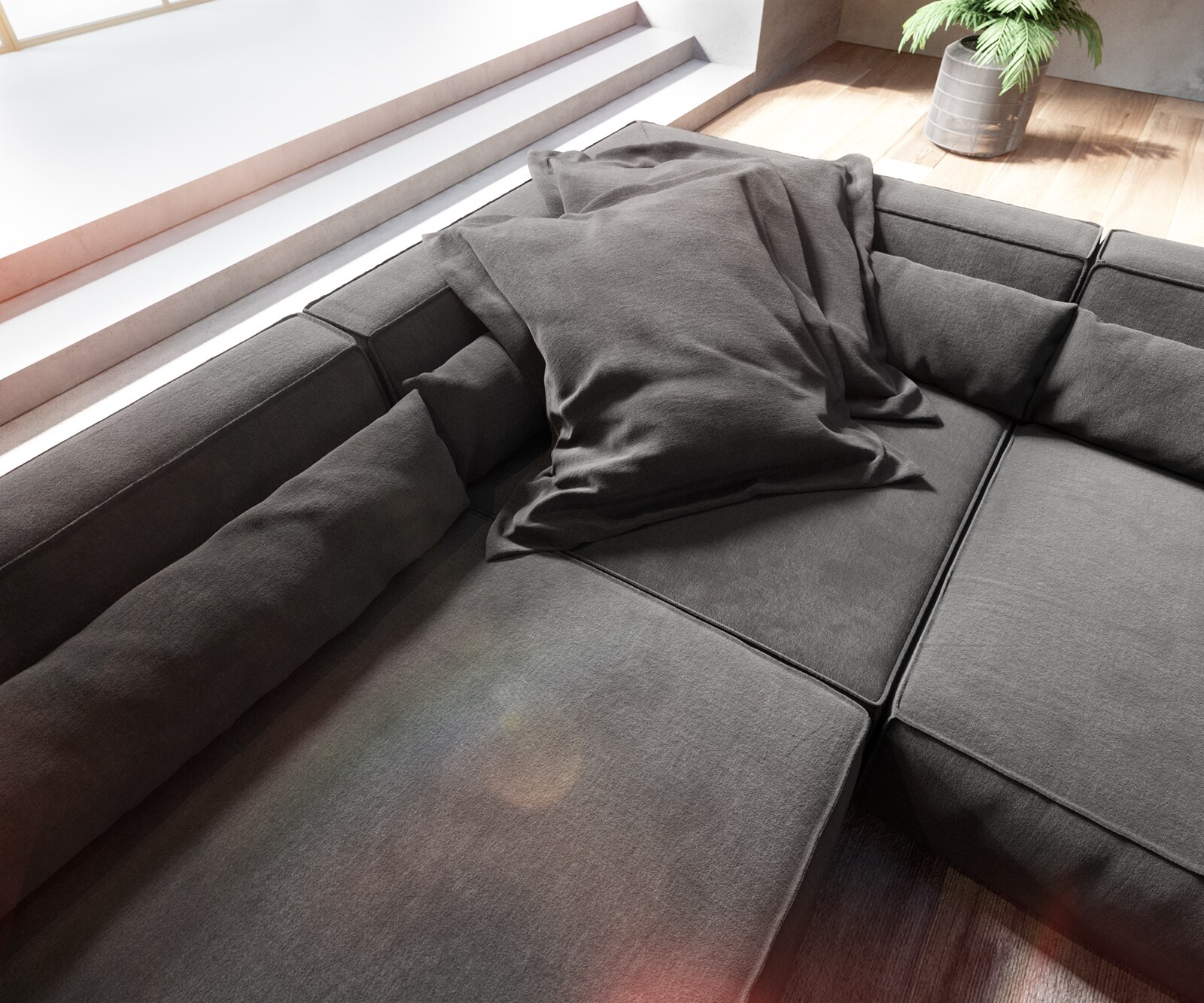 Woonkamerlandschap Sirpio XL 360x260 cm microvezel zwart recamiere variabele 4