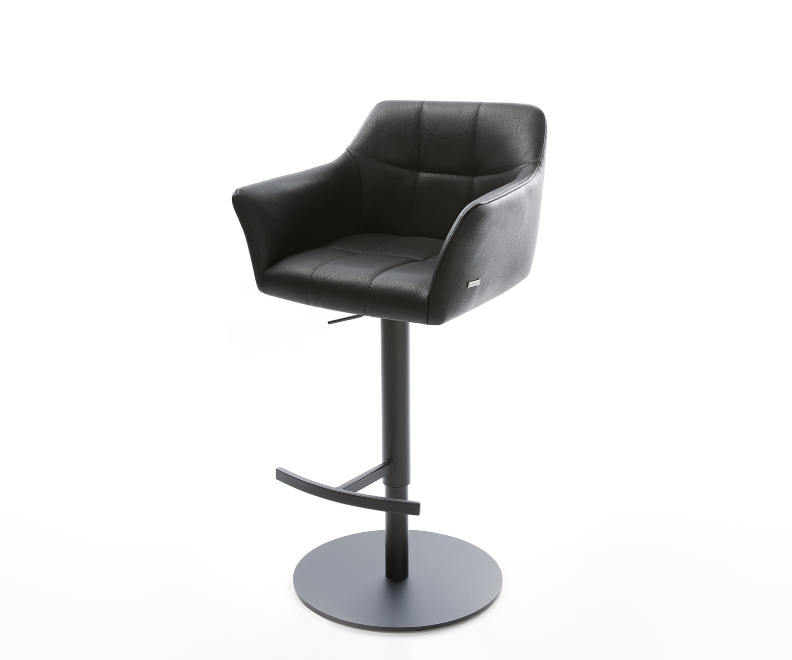 Barstoel Yulo-Flex echt leer zwart draaivoet hoogte verstelbaar metaal Barstoel Yulo-Flex echt leer zwart draaivoet hoogte verstelbaar metaal