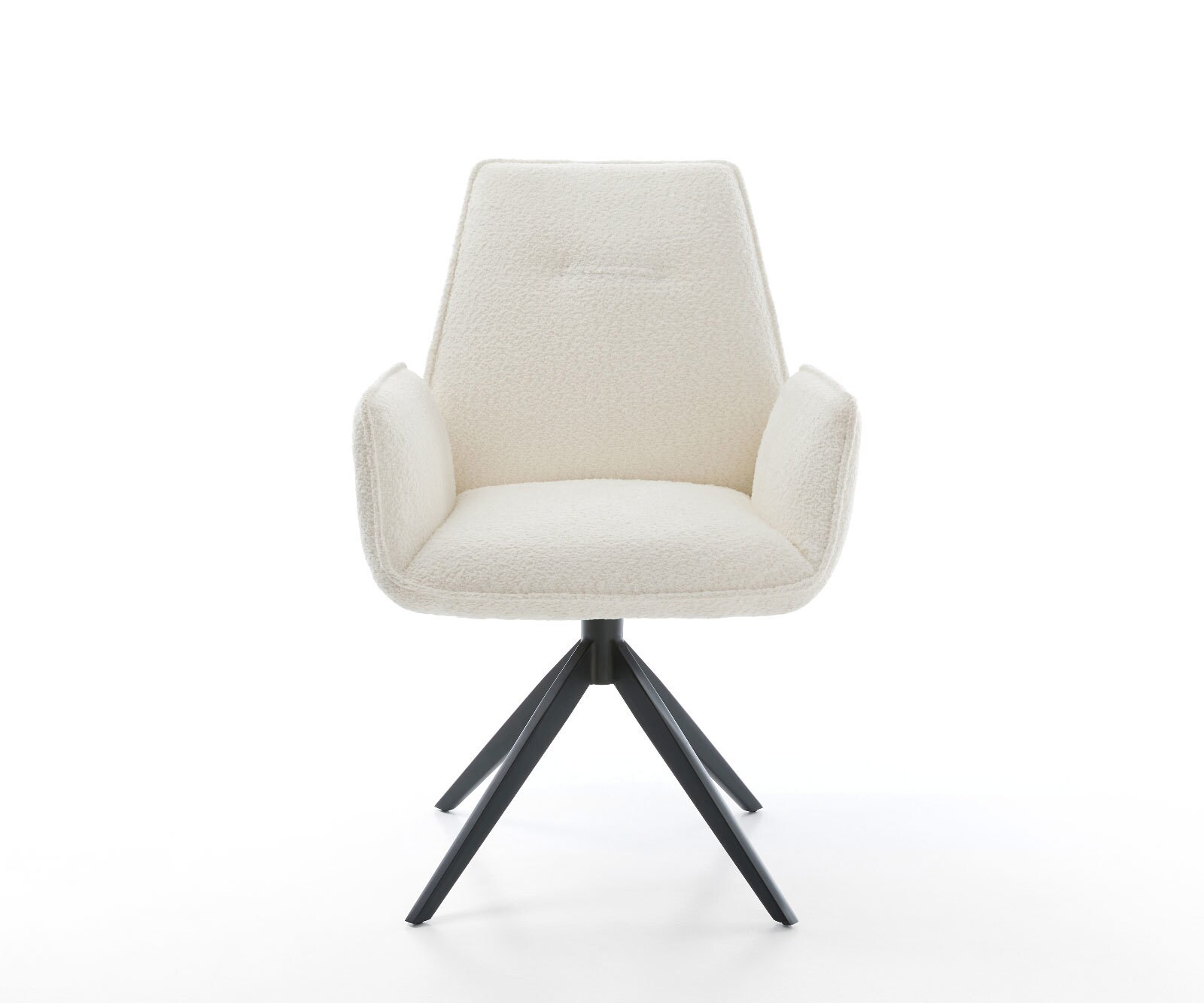 Draaistoel Zoa-Flex bouclé wit kruisframe breed zwart 360° draaibaar rocker-functie pocketveer kern 2