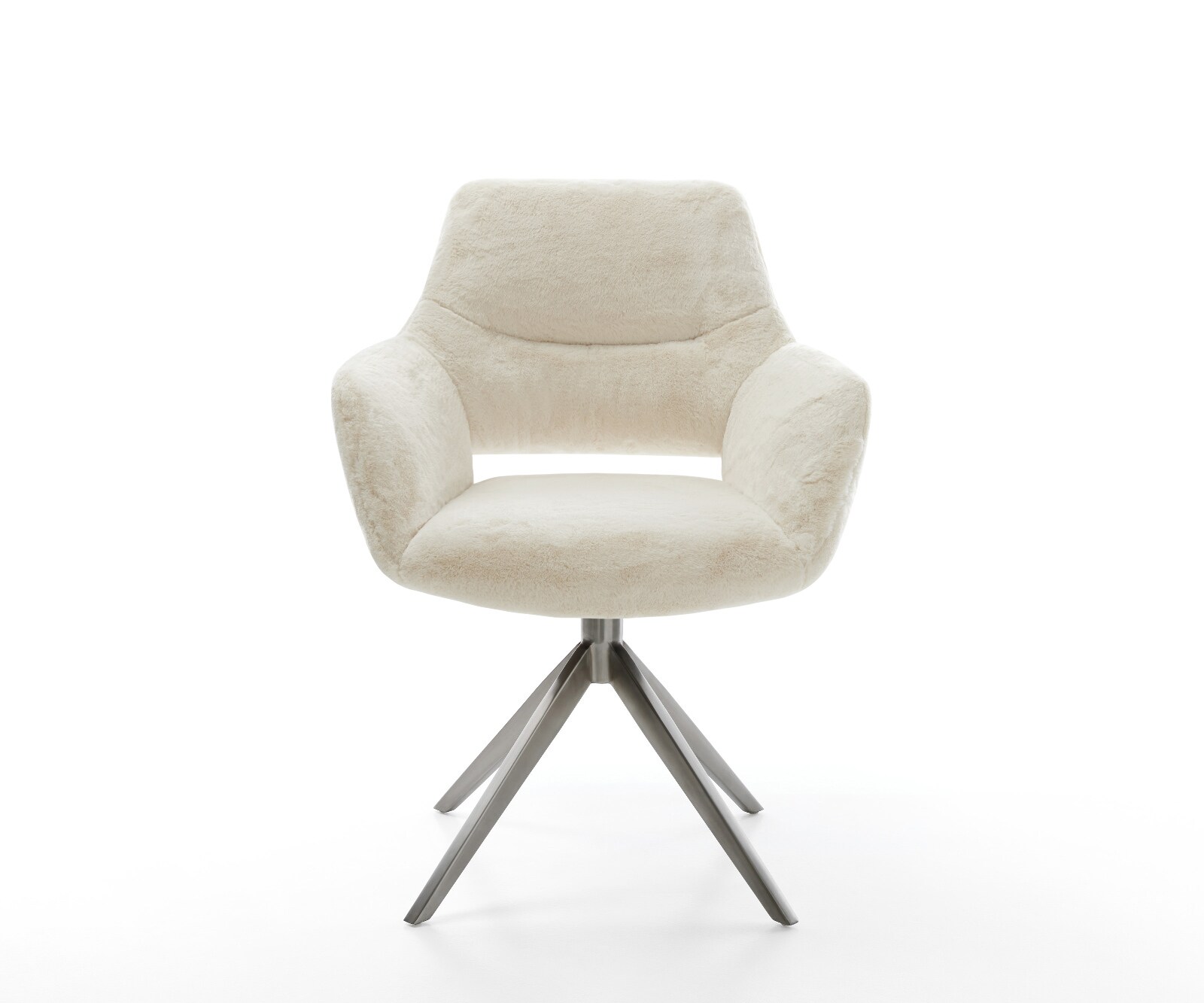 Draaistoel Yago-Flex met armleuning pluchen crème-wit kruisframe breed grafiet 360° draaibaar rocker-functie pocketveer kern 2