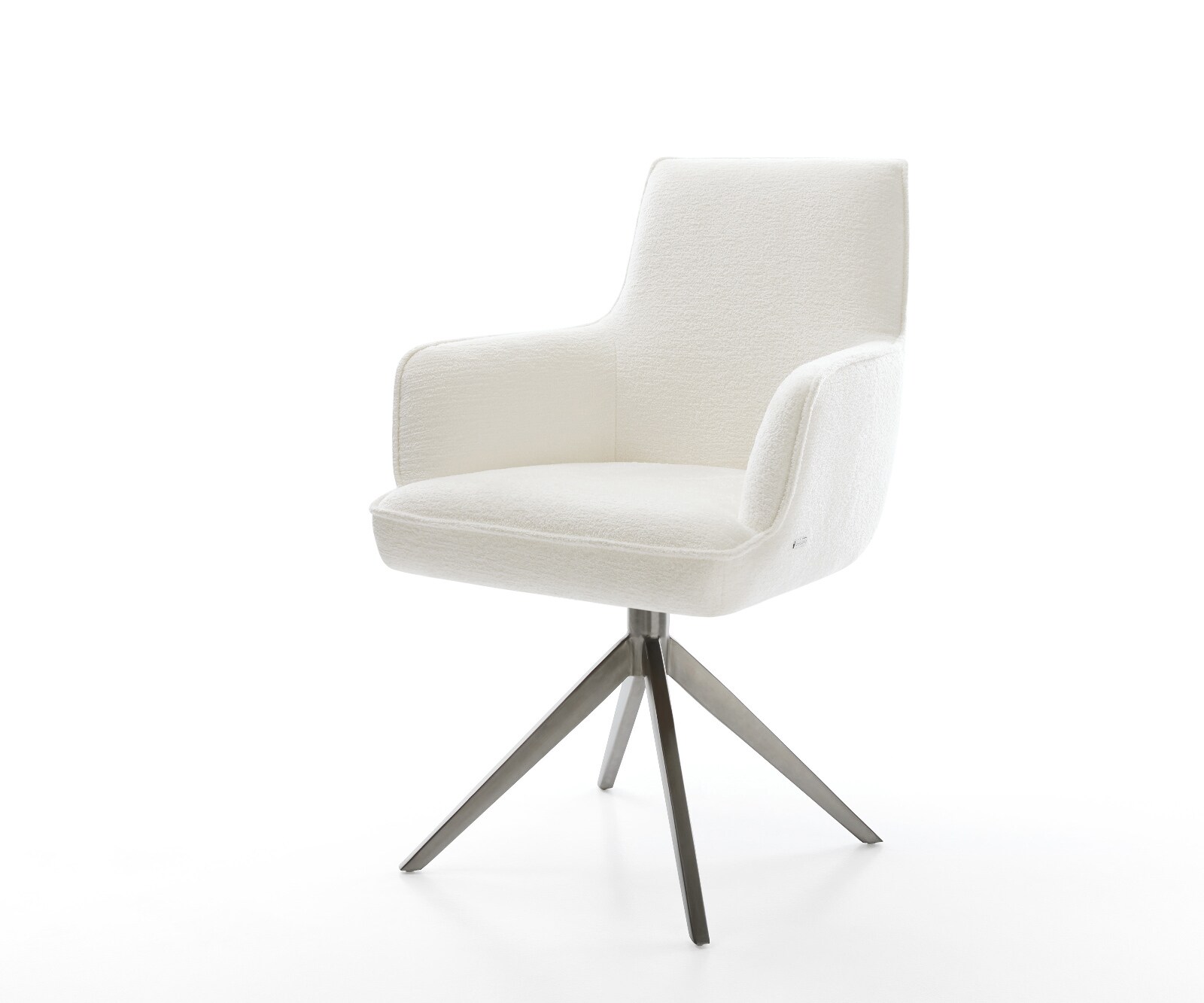 Draaistoel Heira-Flex met armleuning bouclé zacht beige kruisframe breed grafiet 360° draaibaar rocker-functie pocketveer kern 1