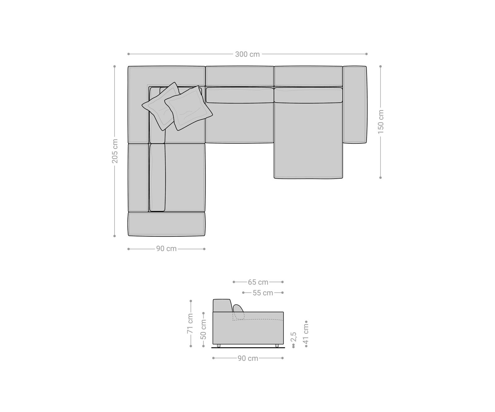 Woonkamerlandschap Sirpio 300x200 cm Snoer beige recamiere variabel 7