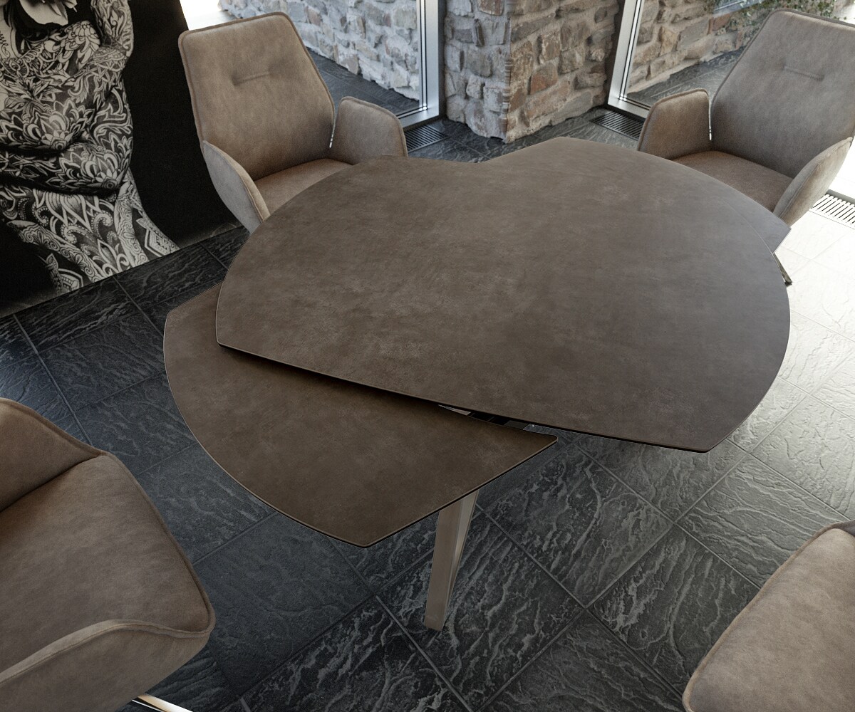Eettafel Carlow 130/200x95 cm keramisch bruin roestvrij staal uitschuifbaar 2