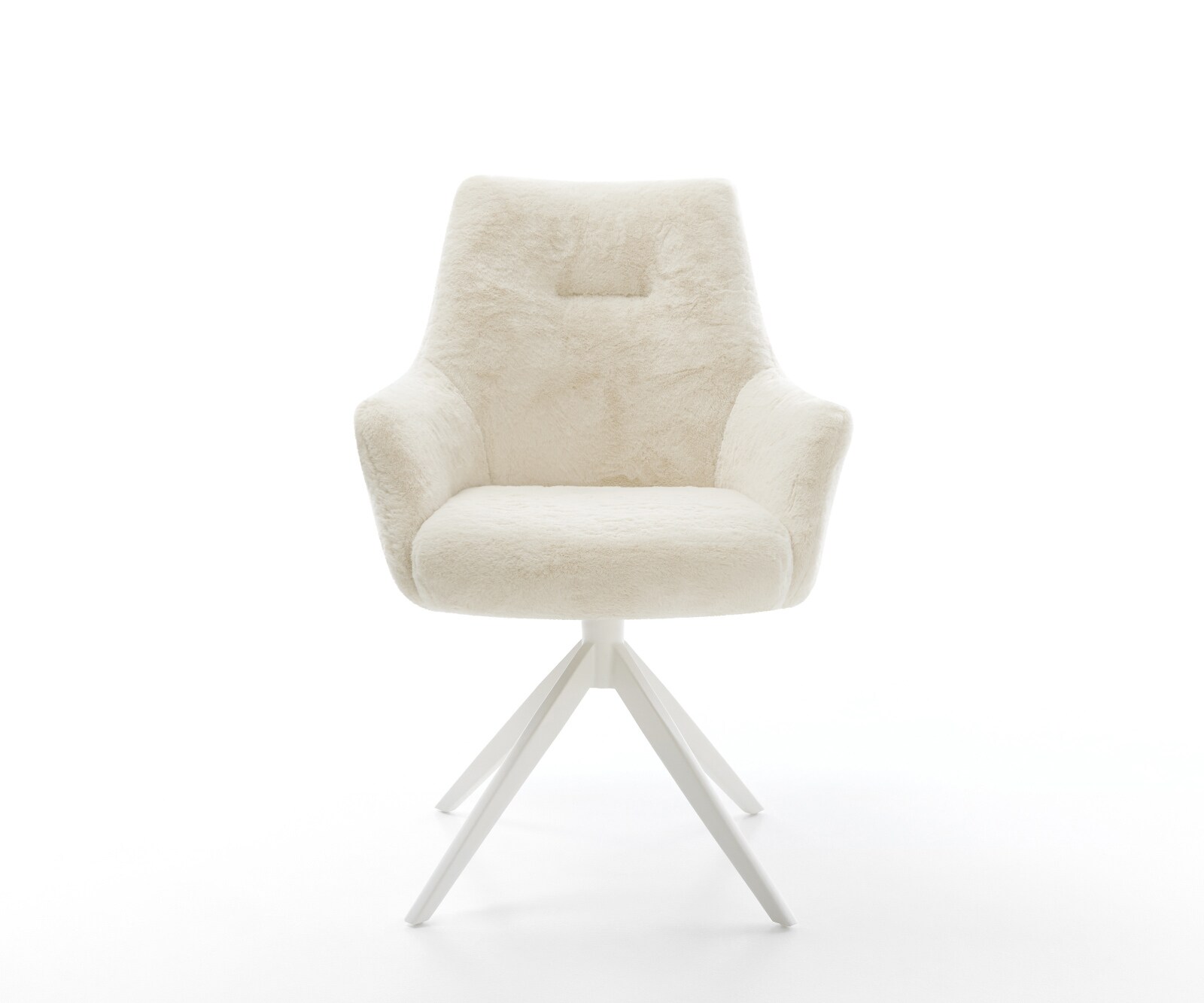 Draaistoel Alja-Flex met armleuning pluchen crème-wit kruisframe breed wit 360° draaibaar rocker-functie pocketveer kern 1