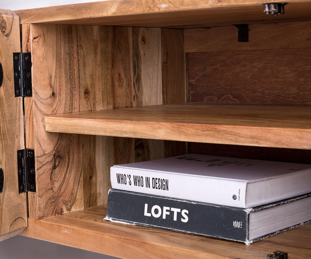 TV-meubel Live-Edge 200 cm acacia natuur 4 deuren 2 vakken 4