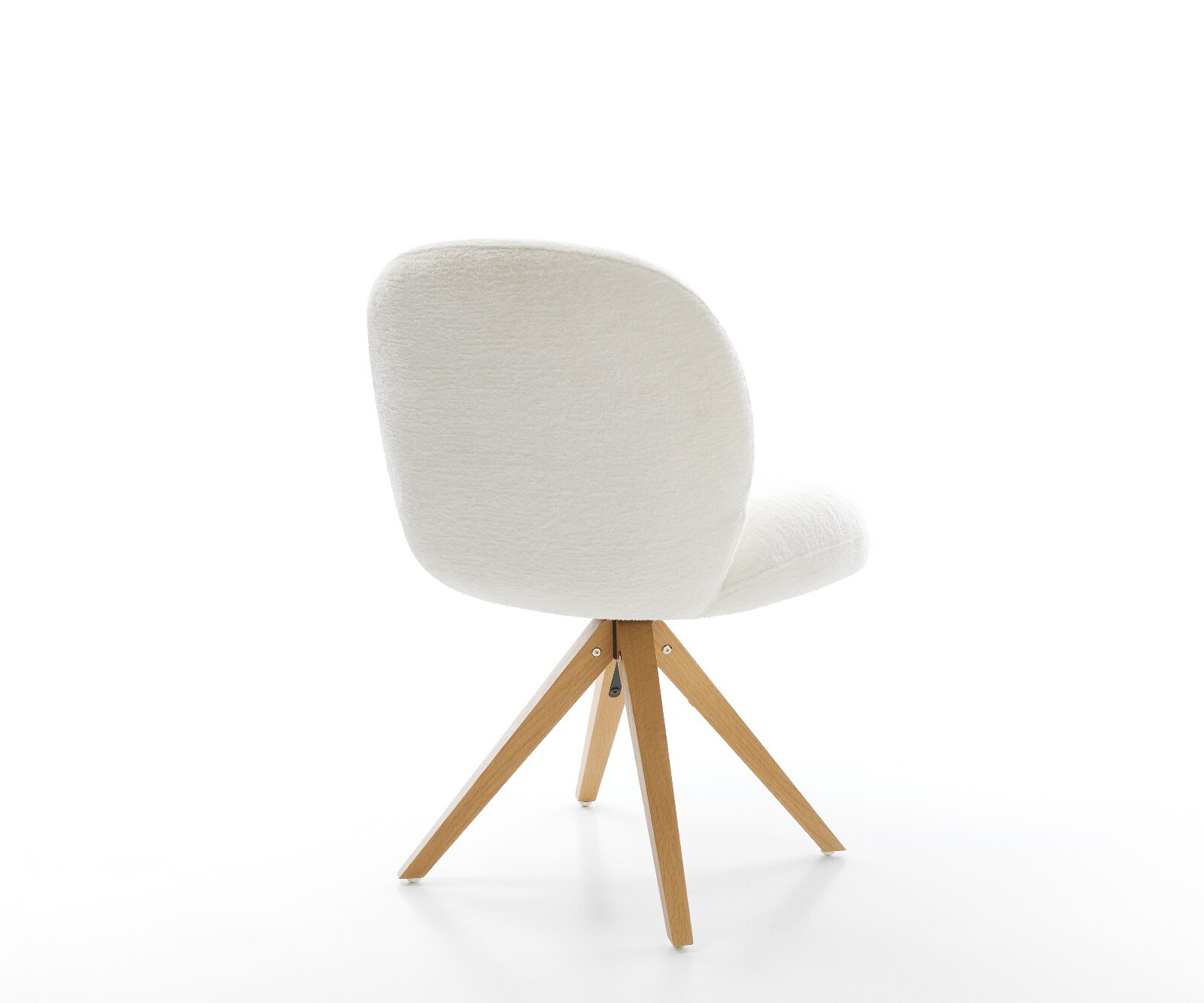 Draaistoel Nube-Flex bouclé zacht beige houten frame hoekig natuur 180° draaibaar pocketveer kern 5