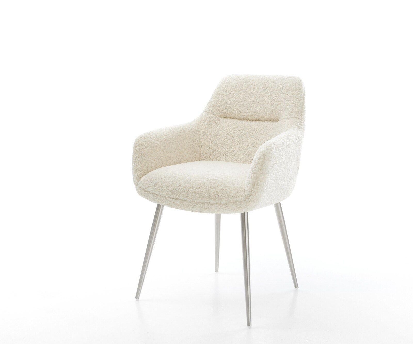 Eetkamerstoel Pejo-Flex teddy beige 4-poot conisch roestvrij staal pocketveer kern 1