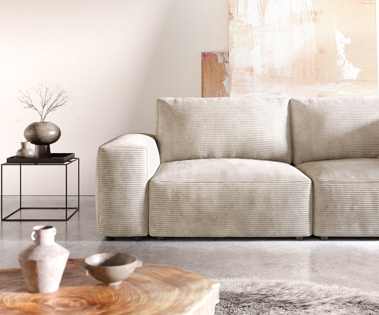 Big-sofa Lanzo 230x95 cm ribcord beige 4