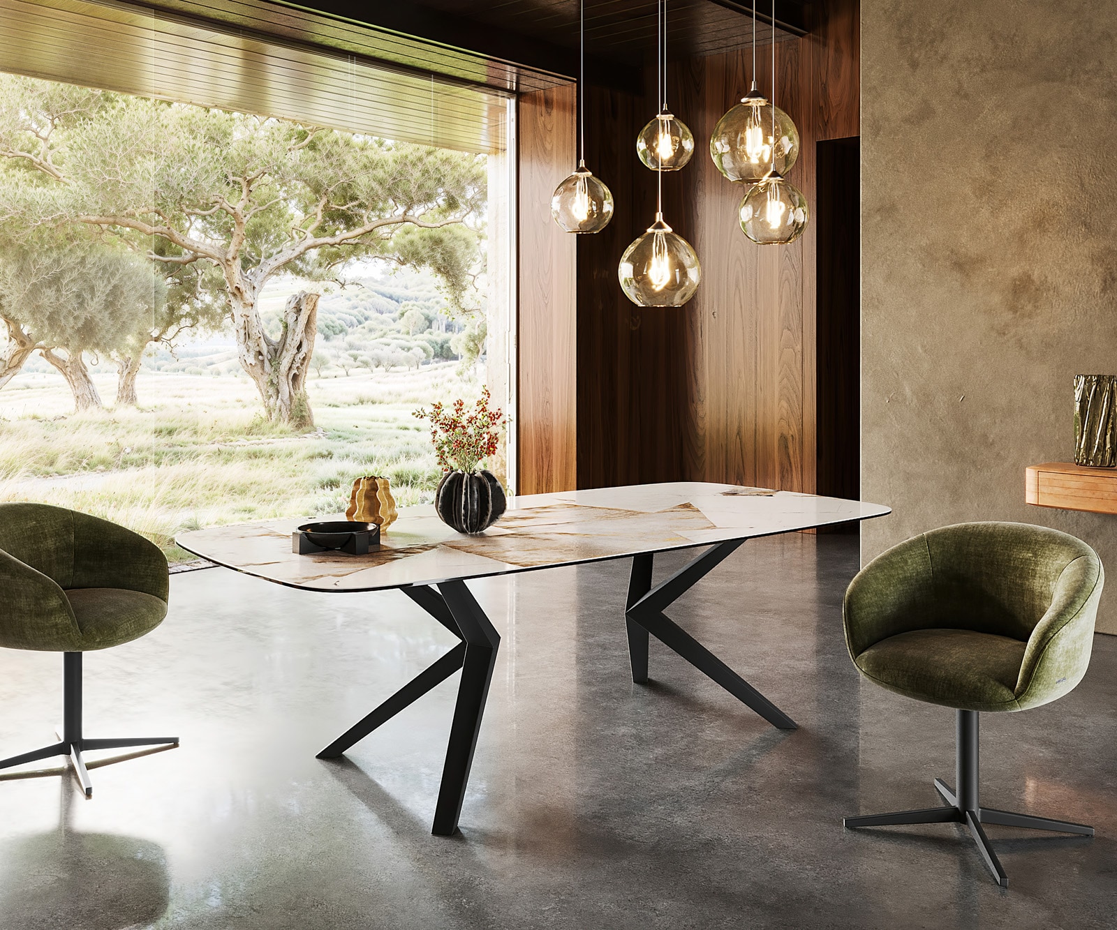 Eettafel Edge Boot 240x120 keramiek Iris FMG Patagonia Lappato Zenthara rand metaal zwart Eettafel Edge Boot 240x120 keramiek Iris FMG Patagonia Lappato Zenthara rand metaal zwart