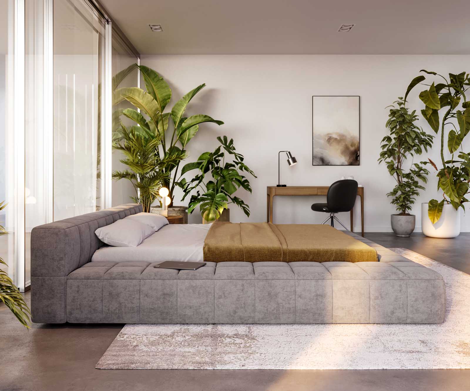 Bedframe Espazio 180x200 cm microvezel grijs met opbergruimte 5