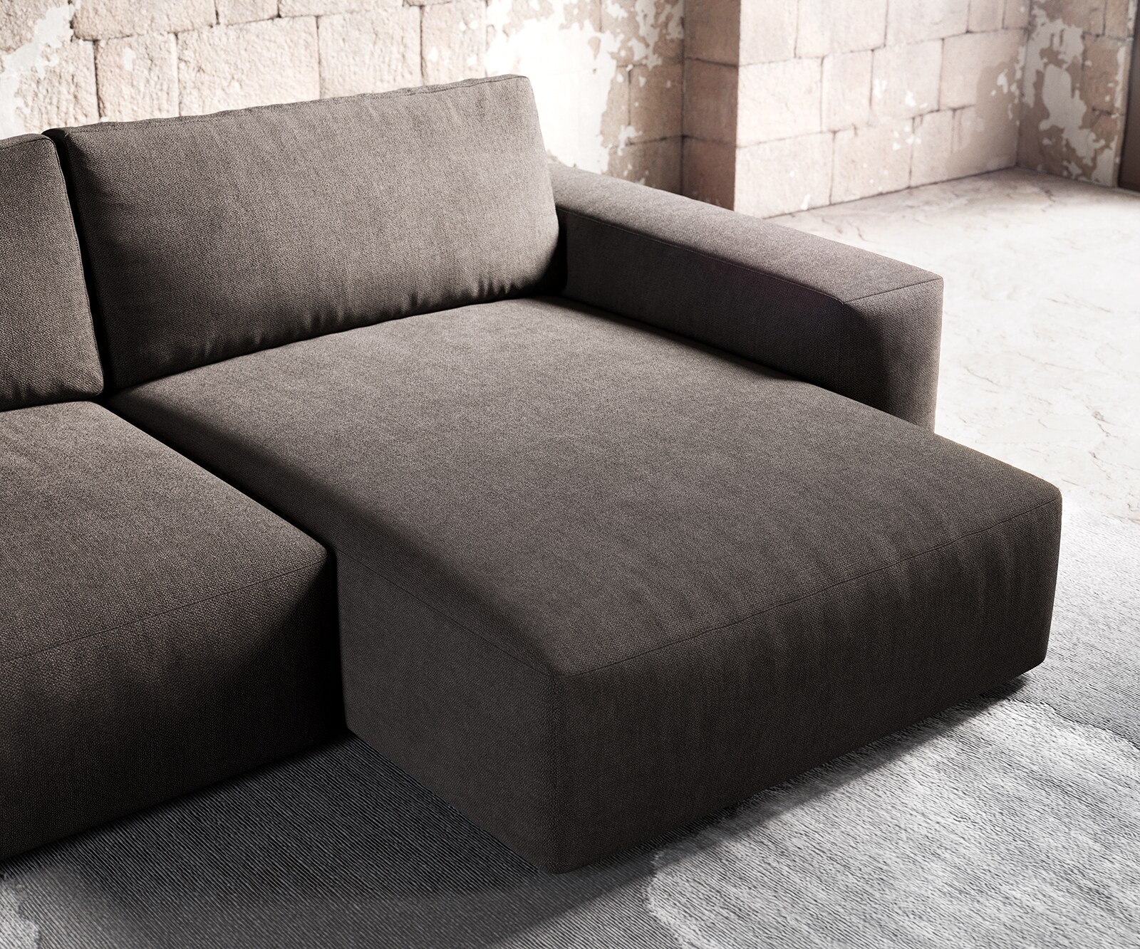 Hoekbank Lanzo XL 270x180 cm microvezel kaki bruin variabele rugleuning 5