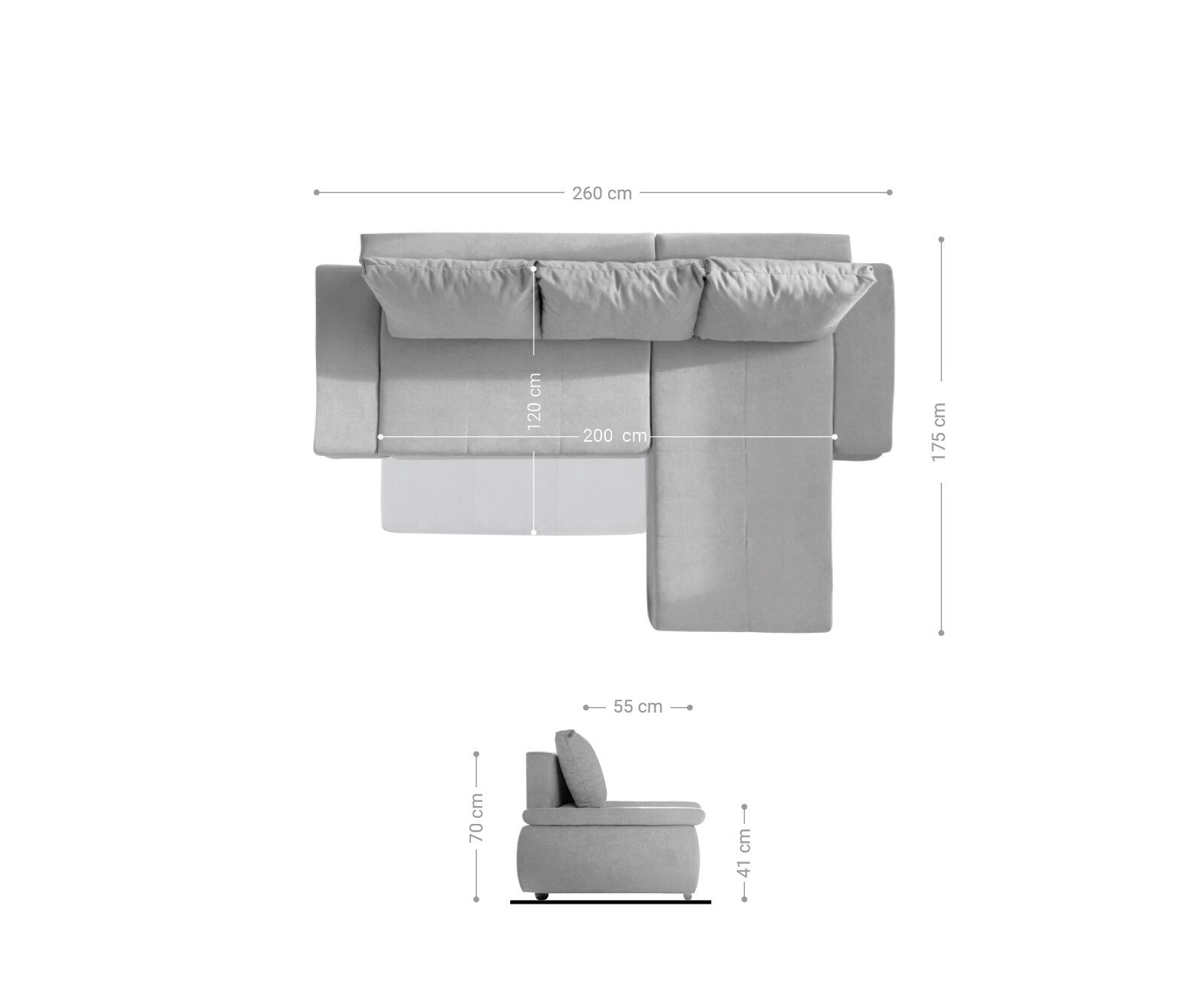 Hoekbank Abilene 260x175 cm bruin ottomane variabele 6
