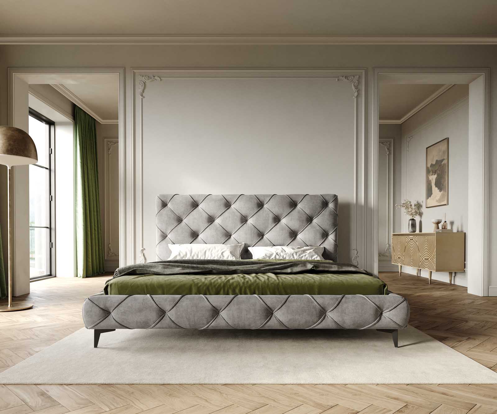 Bedombouw Nayara 180x200 cm microvezel grijs 2 Bedombouw Nayara 180x200 cm microvezel grijs 2