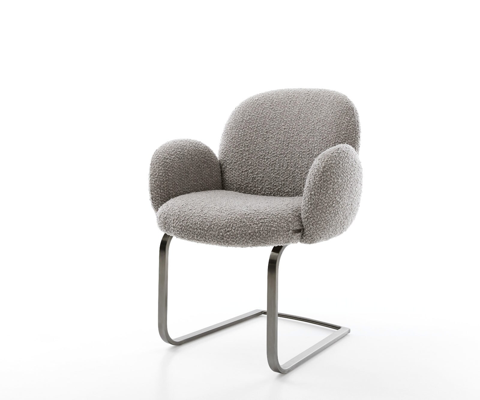 Sledemodel Nube-Flex met armleuning bouclé zilver grijs sledemodel vlak grafiet pocketveer kern 1