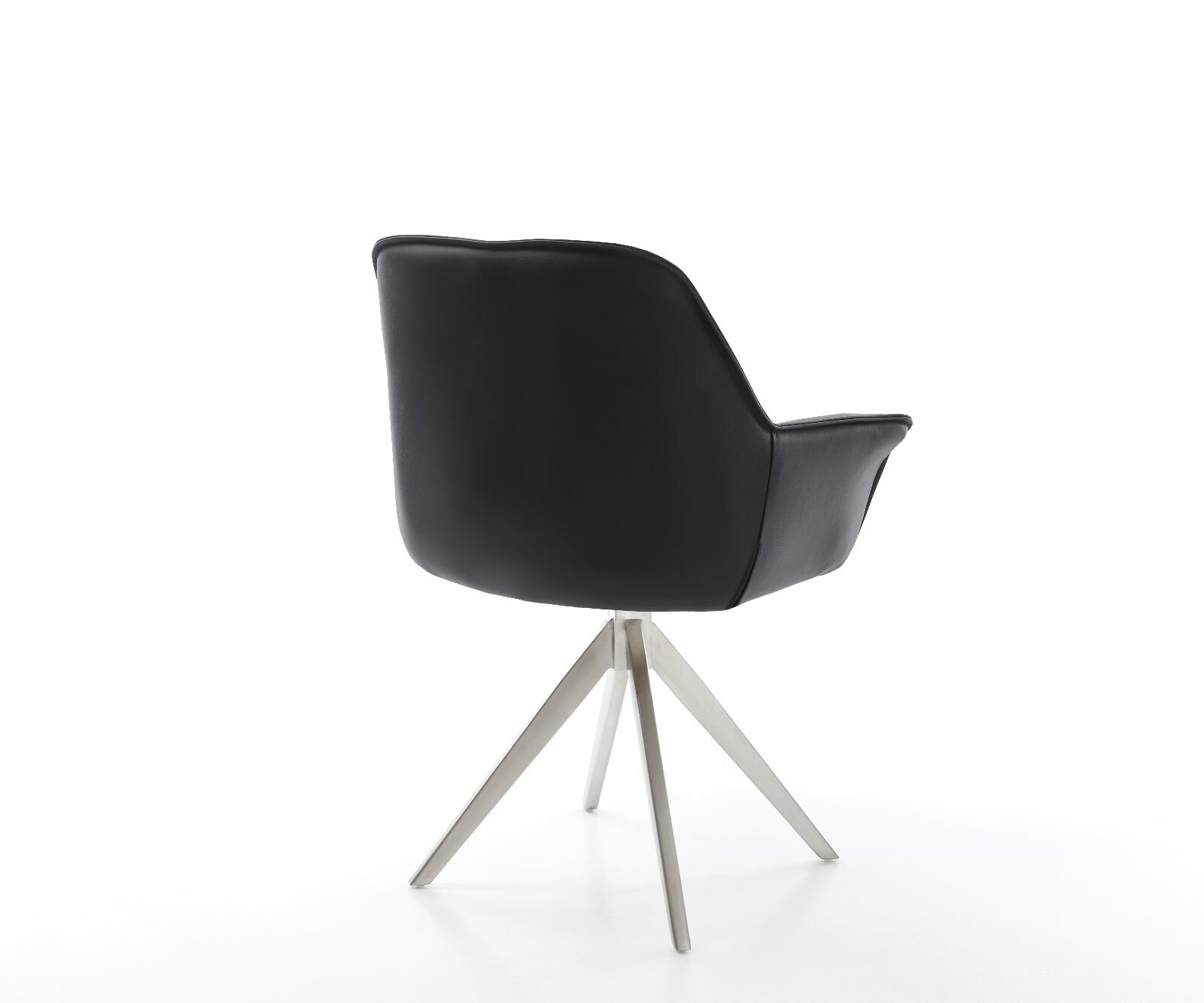 Eetkamerstoel Keila-Flex met armleuning echt leer zwart kruisframe hoekig roestvrij staal 5 Eetkamerstoel Keila-Flex met armleuning echt leer zwart kruisframe hoekig roestvrij staal 5