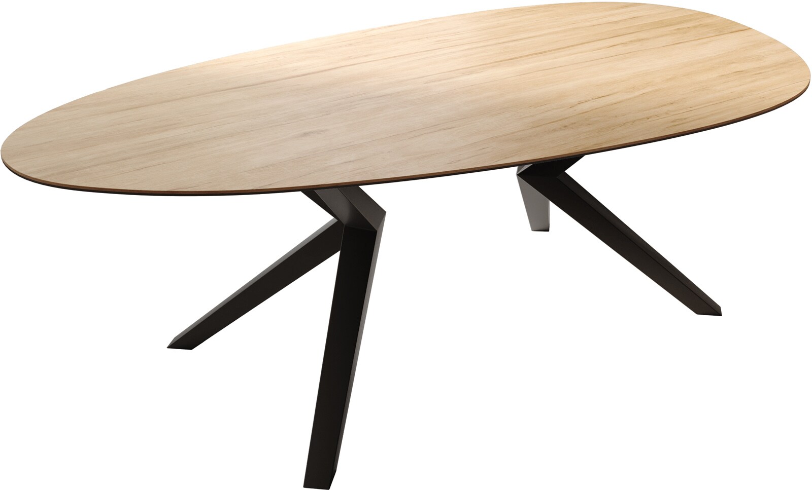 Eetkamertafel Edge ovaal 220x120 keramiek Laminam® Sabbia eiken kleur Zenthara hoekig metaal zwart 1