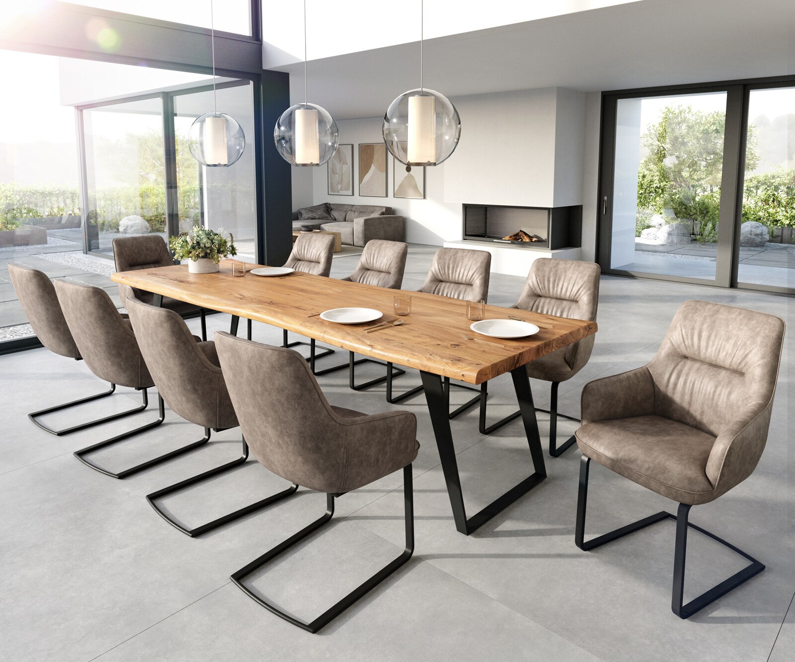 Sledemodel Zelia-Flex met armleuning microvelours taupe vintage sledemodel vlak zwart pocketveer kern 3