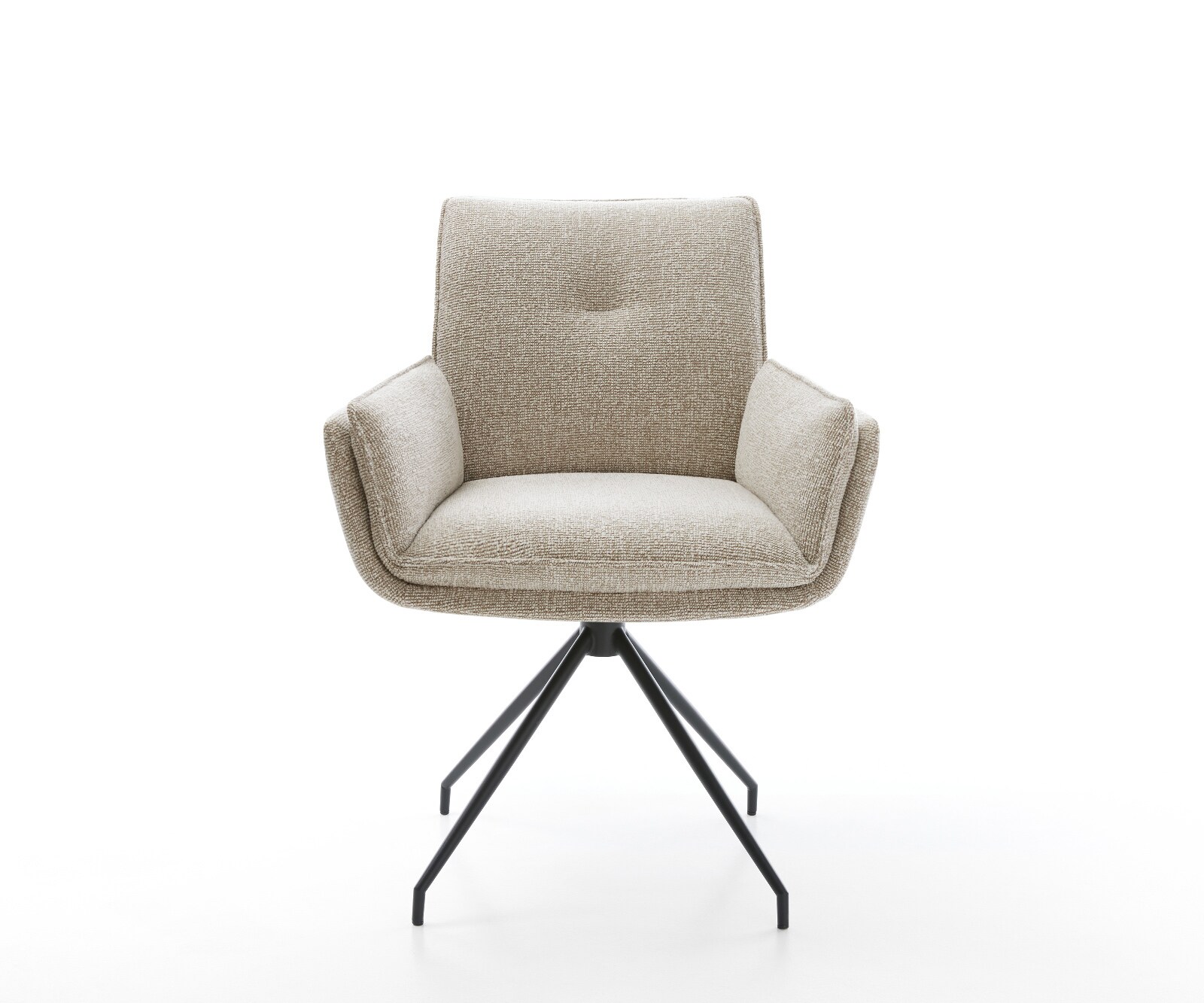 Eetkamerstoel Nela-Flex geweven stof beige kruisframe conisch zwart 1